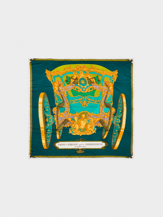 Hermes 2007 Green Grand Carrosse Cashmere Scarf