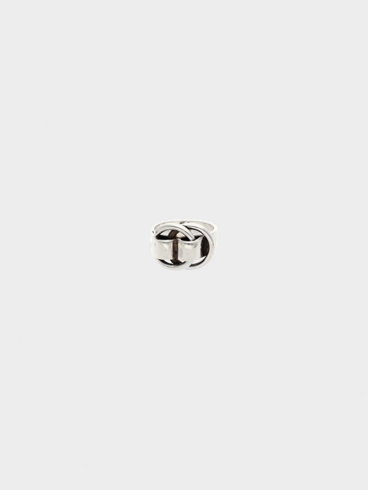 Hermes 2000s Silver Buckle Detail Ring