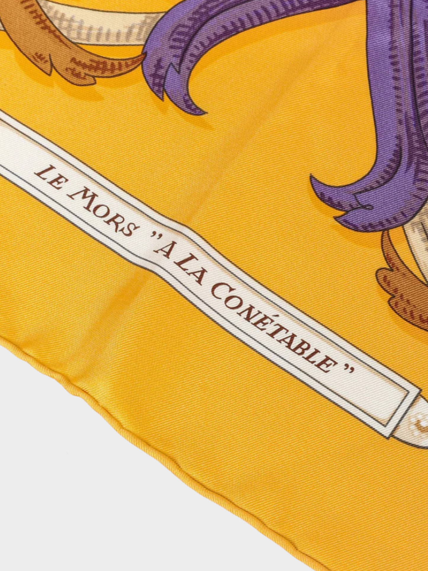 Hermes 2000s Yellow "Le Mors A La Conetable" Printed Silk Scarf