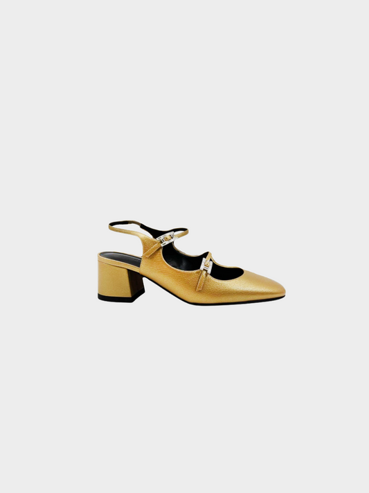 Hermes 2020s Gold Jackie 50 Leather Pumps