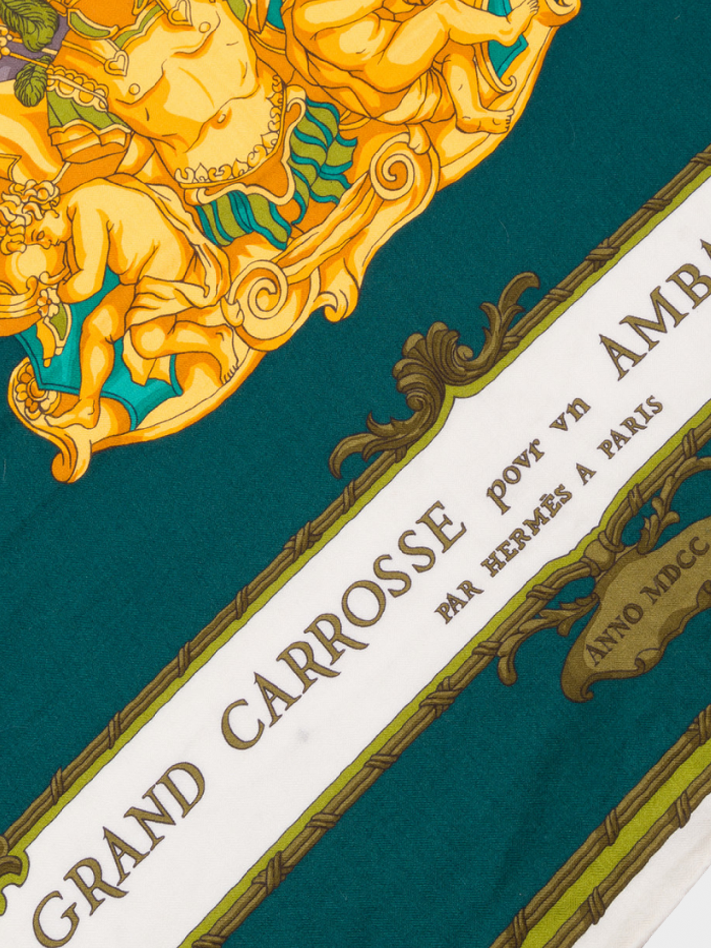 Hermes 2007 Green Grand Carrosse Cashmere Scarf