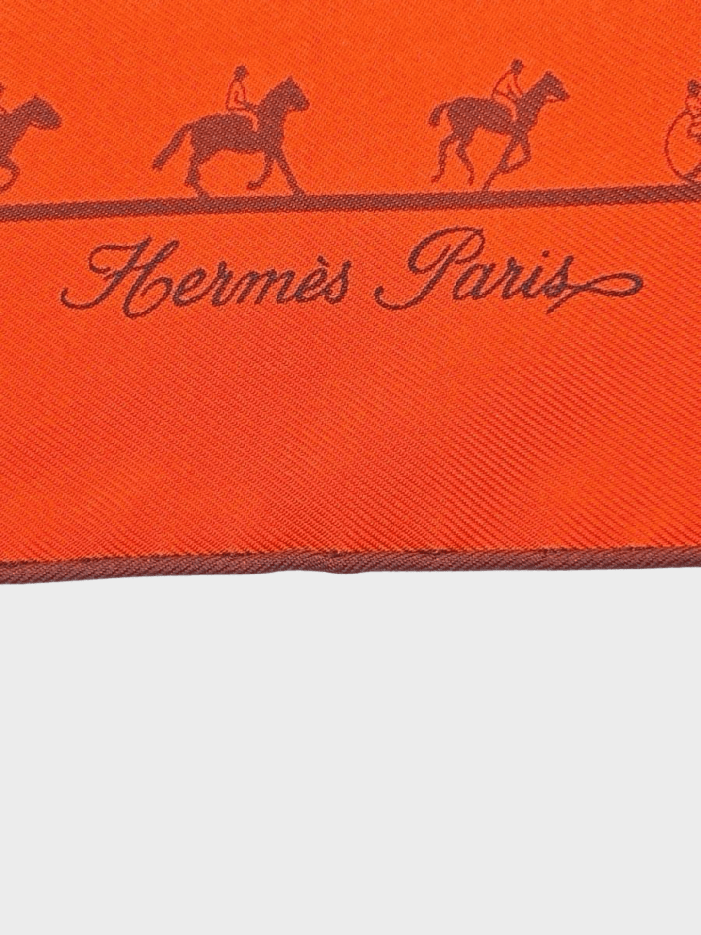 Hermes 1990s Orange Saut Galop Canter Silk Square Scarf