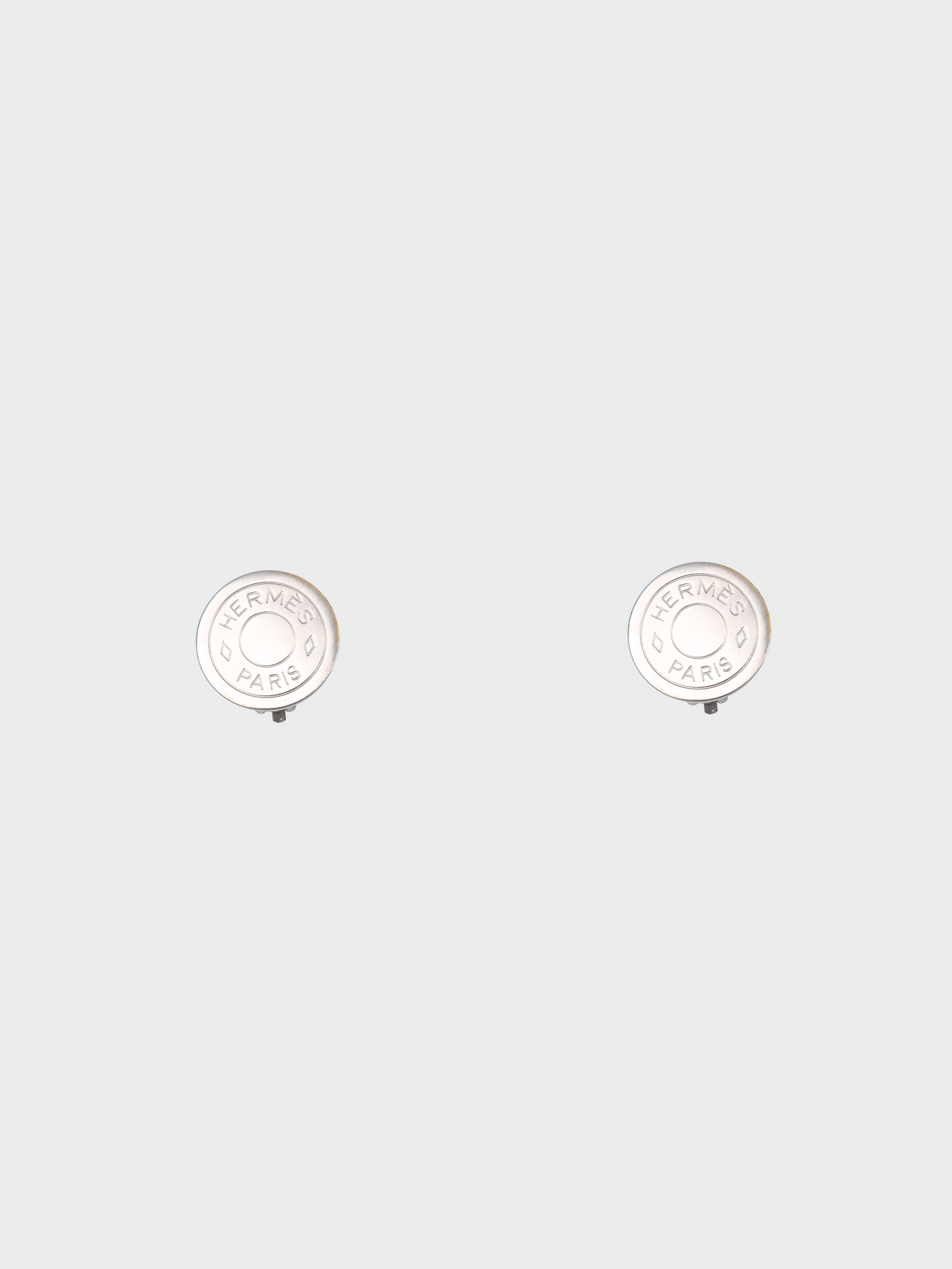 Hermès 2010s Silver Clou De Selle Clip-on Earrings