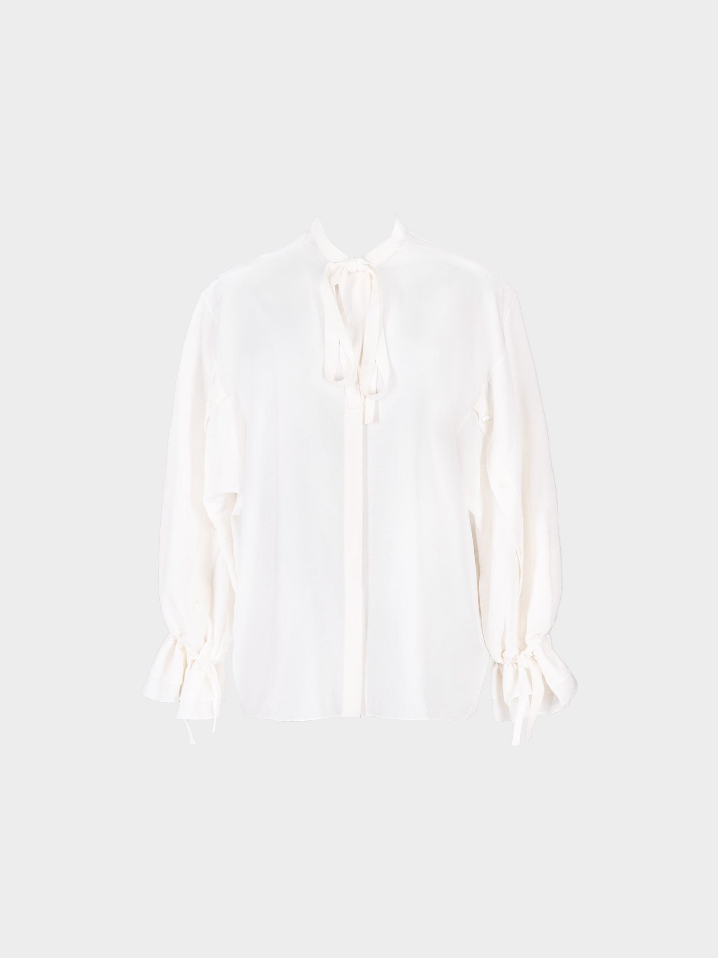 Hermès 2000s Off-white Lavallière Collar Silk Shirt