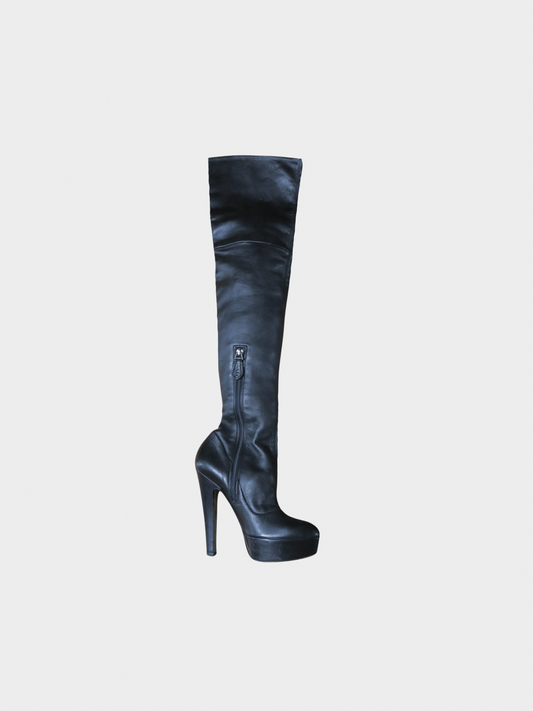Azzedine Alaïa 2000s Black Platform Knee High Boots