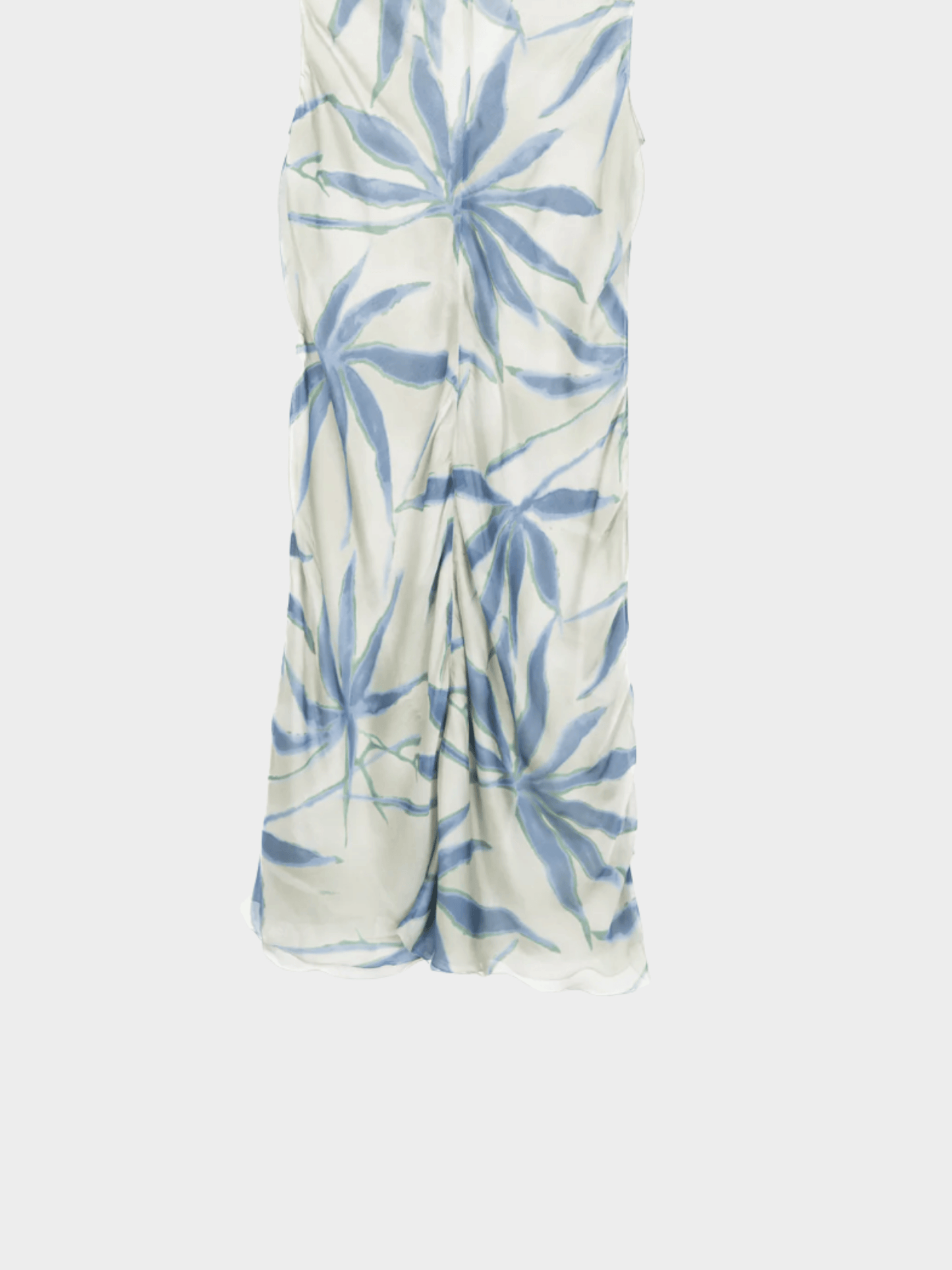 Giorgio Armani 2000s Grey and Blue Silk Floral-Print Dress