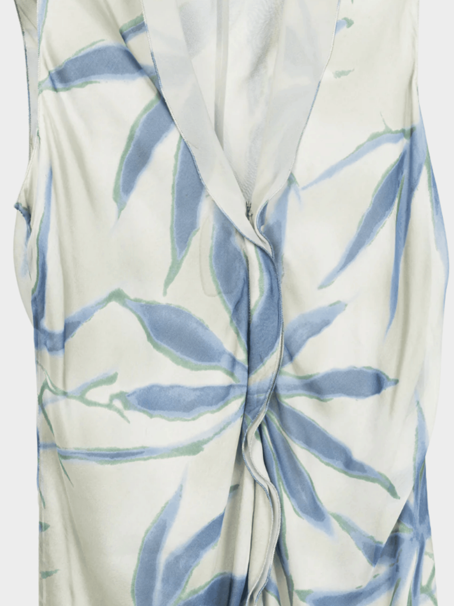 Giorgio Armani 2000s Grey and Blue Silk Floral-Print Dress