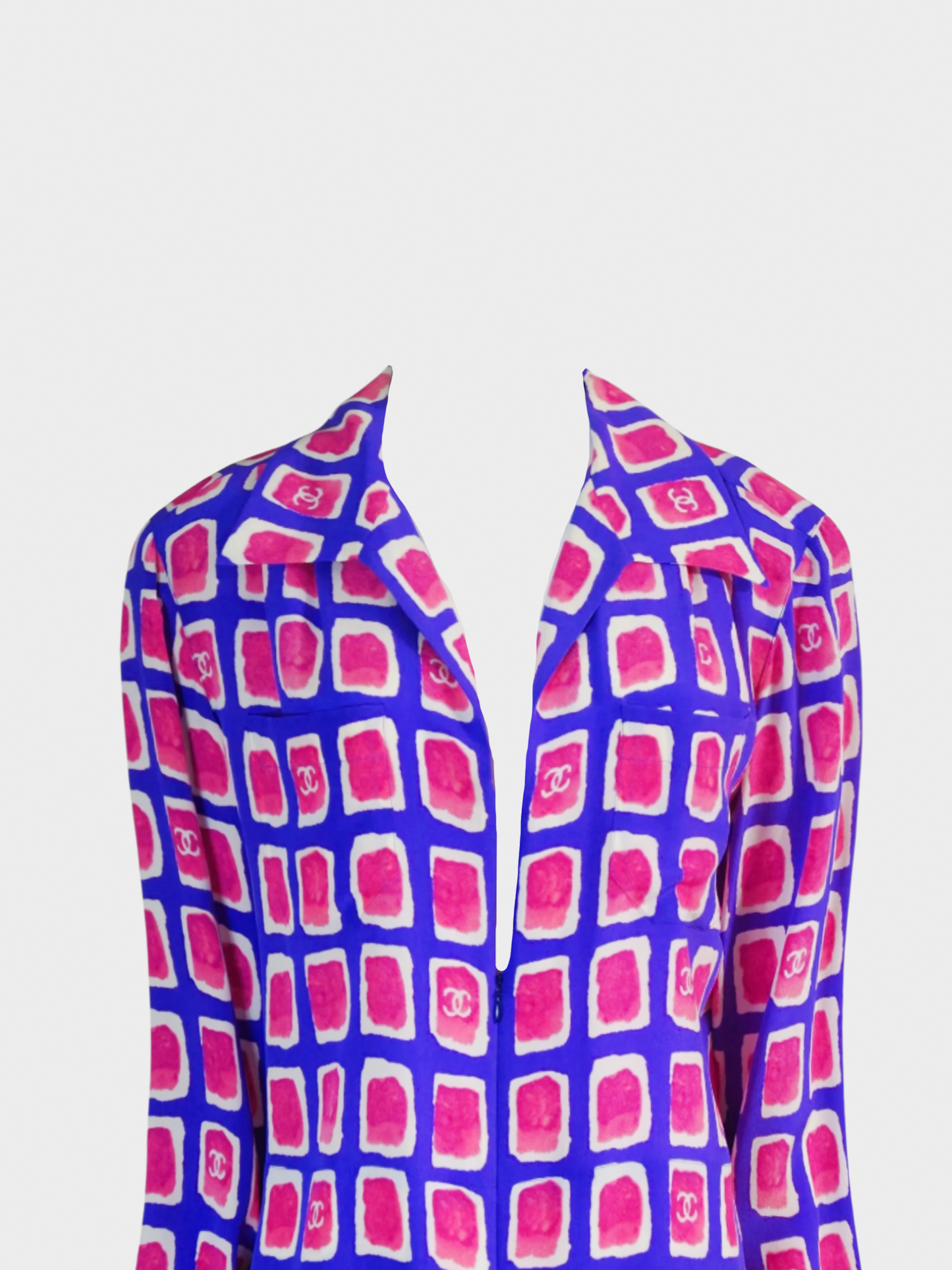 Chanel SS 2001 Purple and Pink Logo Long Sleeve Top