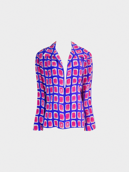 Chanel SS 2001 Purple and Pink Logo Long Sleeve Top