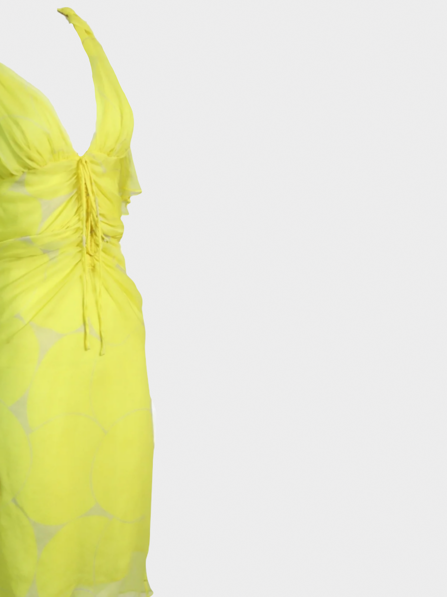 Gucci SS 2002 Yellow Printed Silk Midi Dress