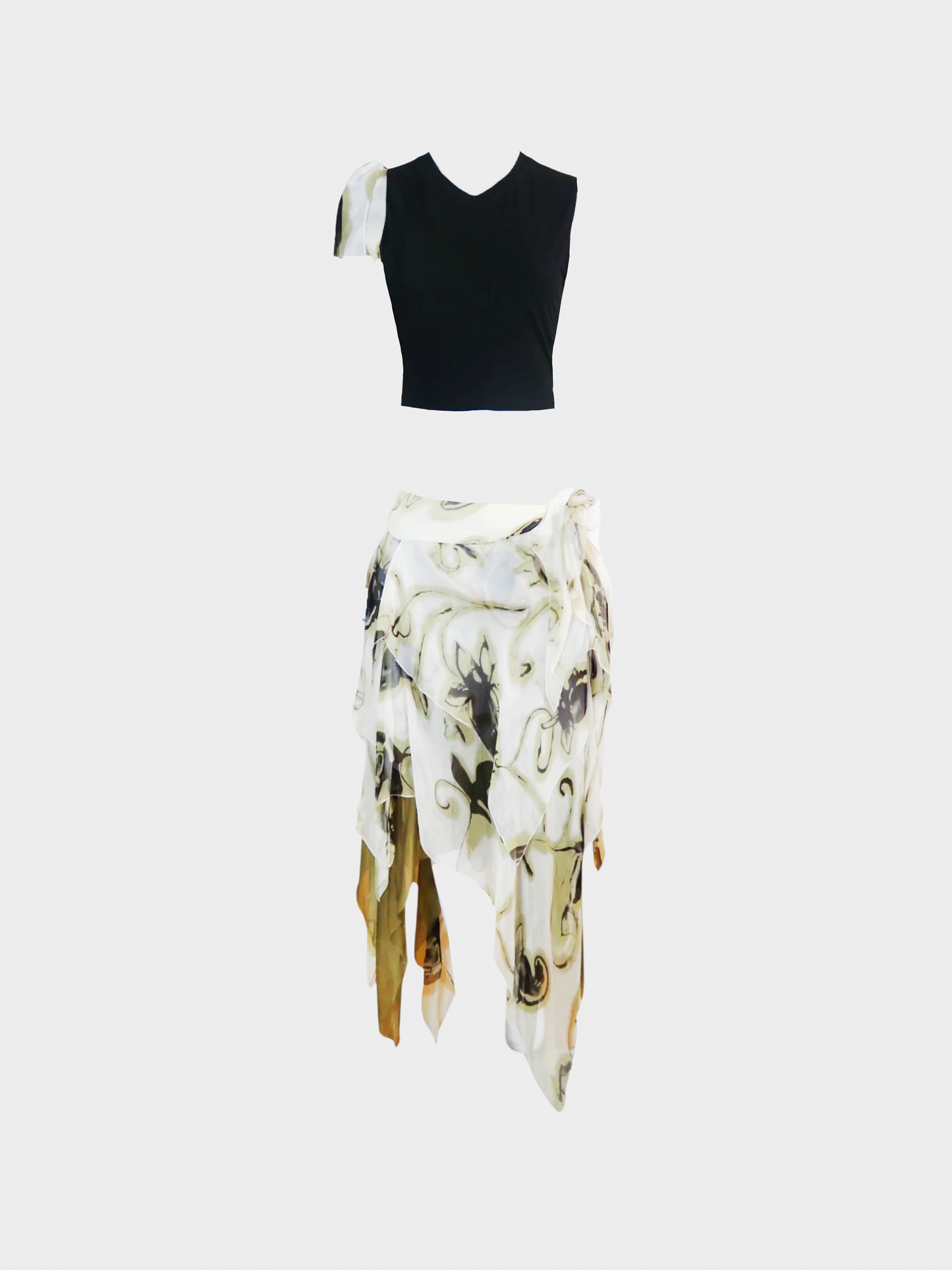 Christian Dior FW 2001 Sheer Silk Top and Skirt Set