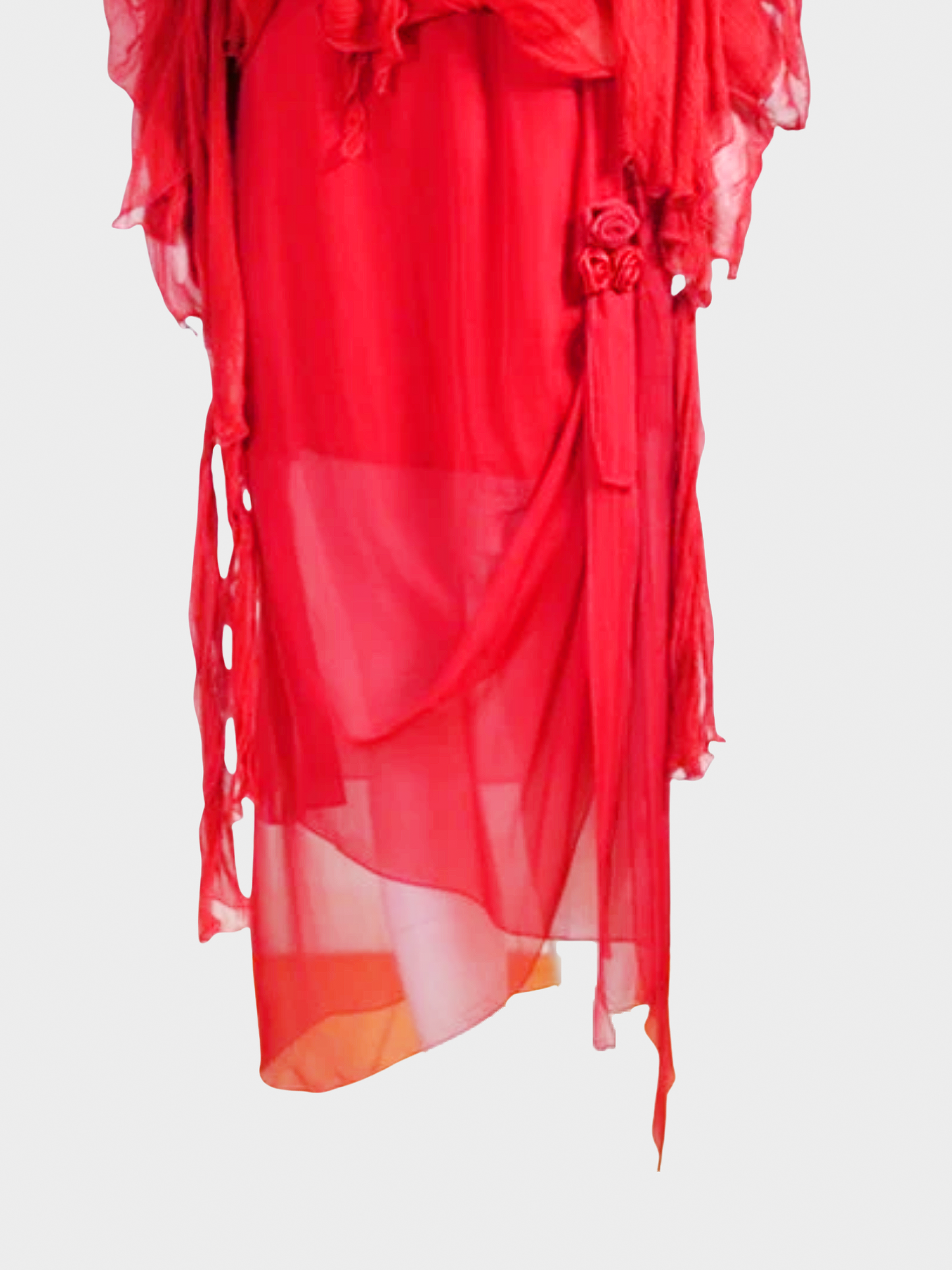 Dolce and Gabbana 1991 Red Silk Chiffon Top Set