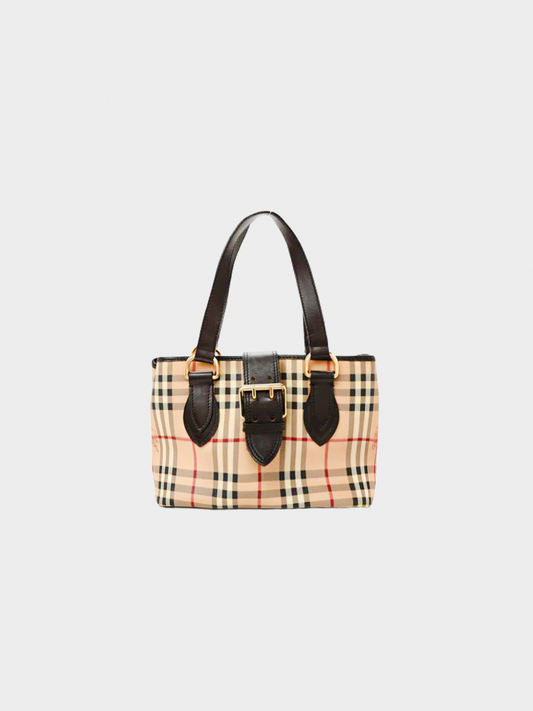 Burberry 2000s Haymarket Check Buckle-Strap Handbag