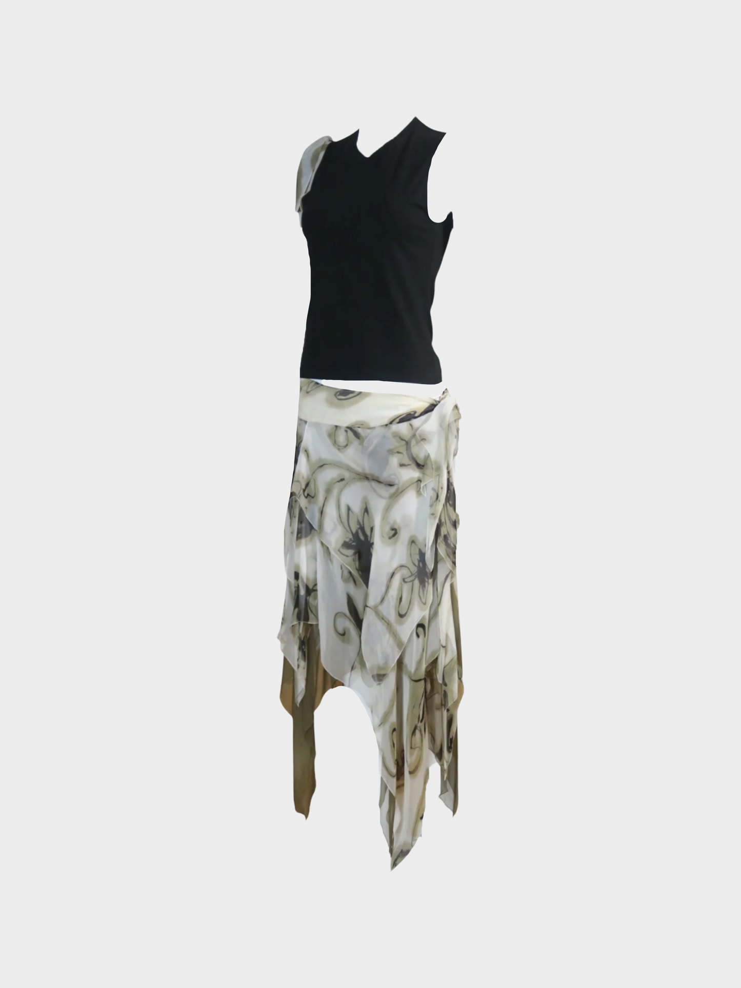 Christian Dior FW 2001 Sheer Silk Top and Skirt Set