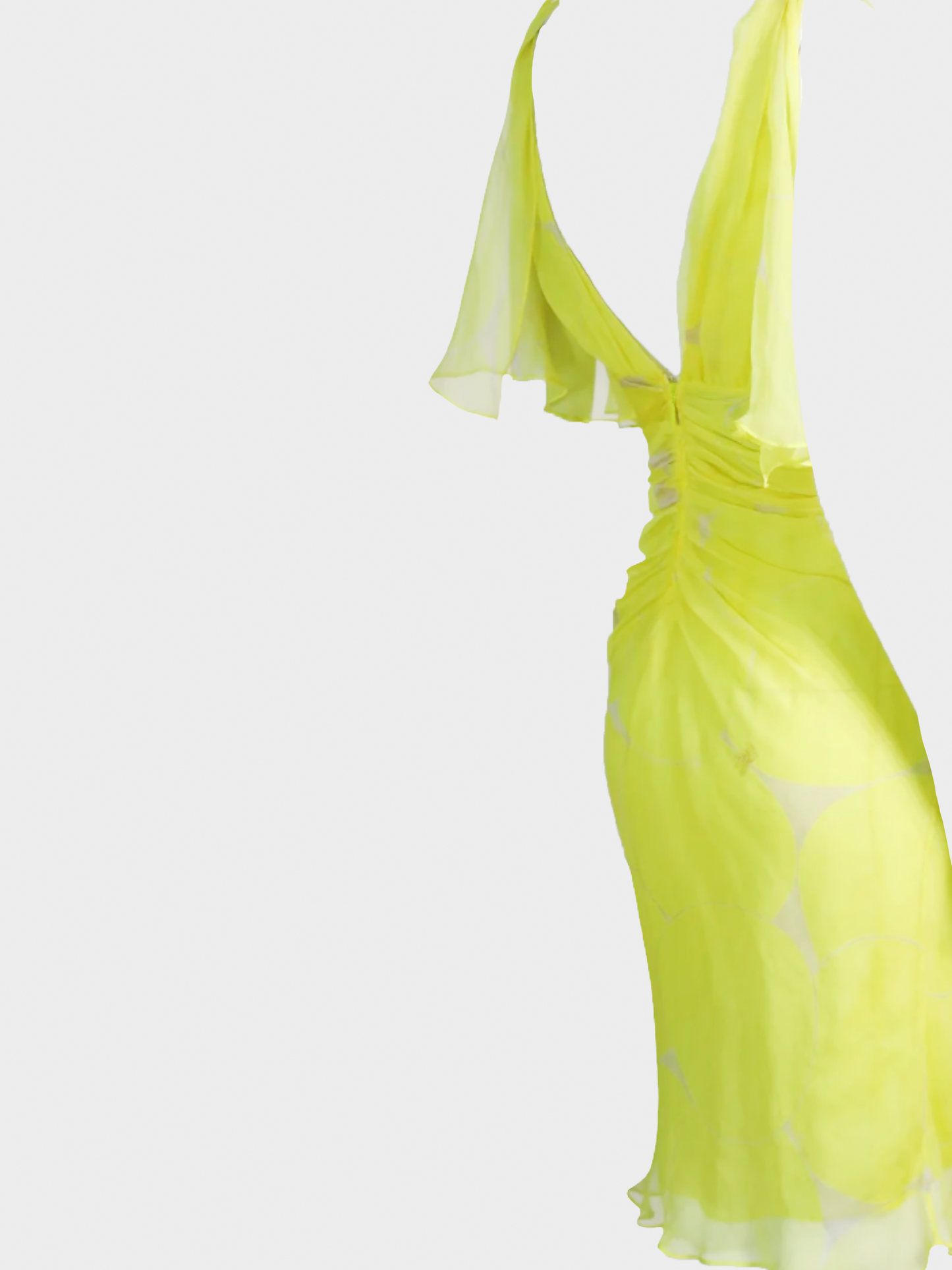 Gucci SS 2002 Yellow Printed Silk Midi Dress
