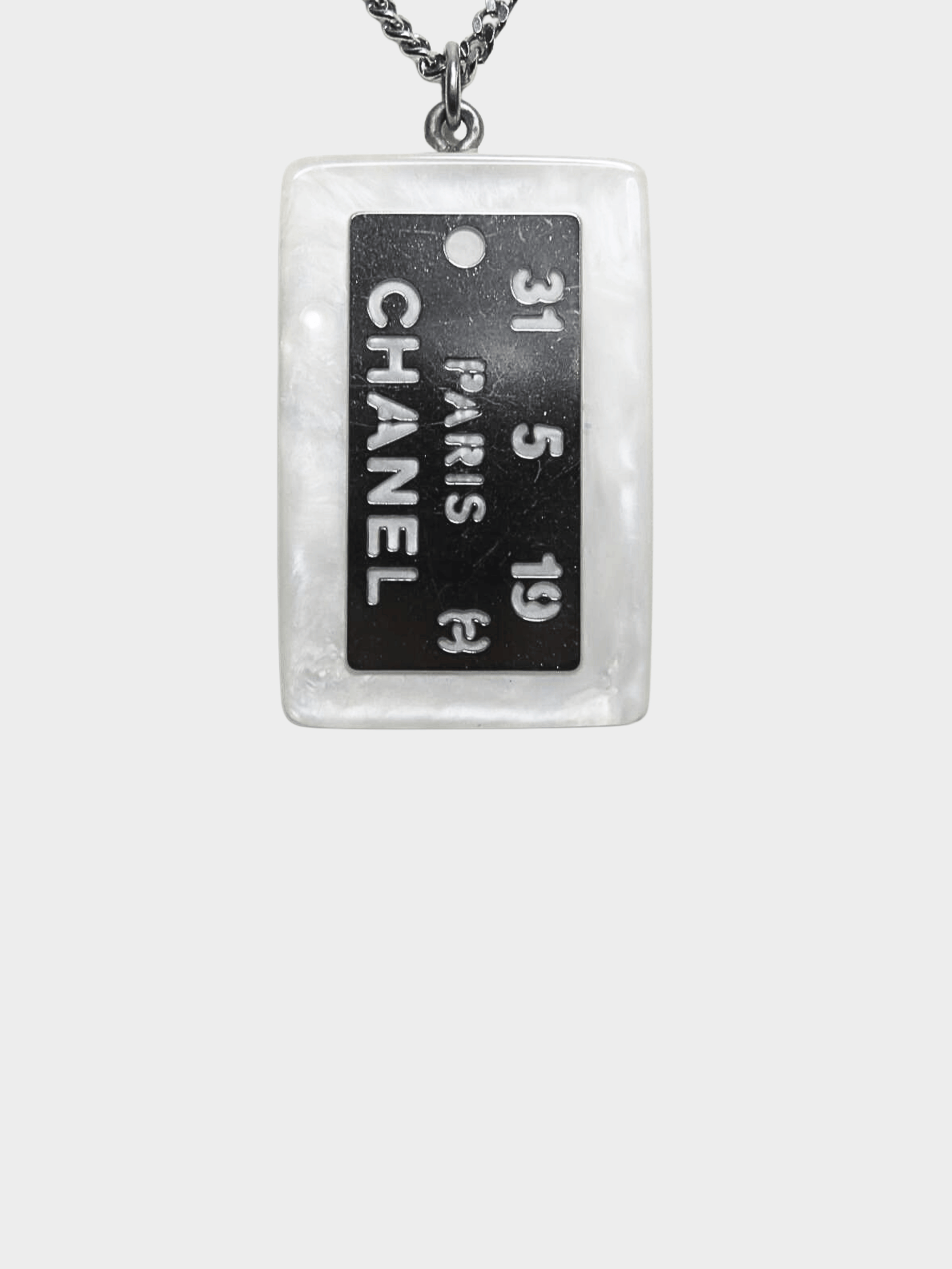 Chanel FW 1999 Resin Tag Pendant Necklace