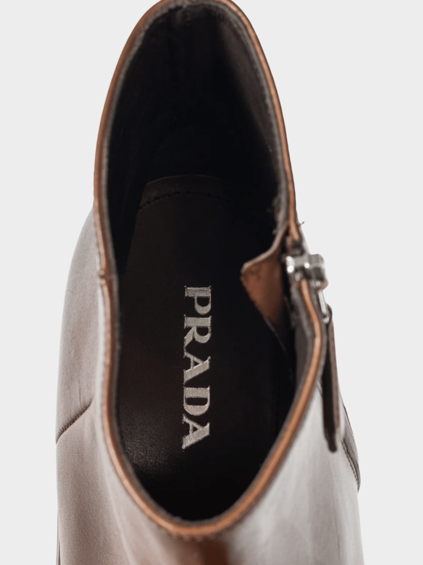 Prada 2000s Brown Leather Zip Ankle Boots