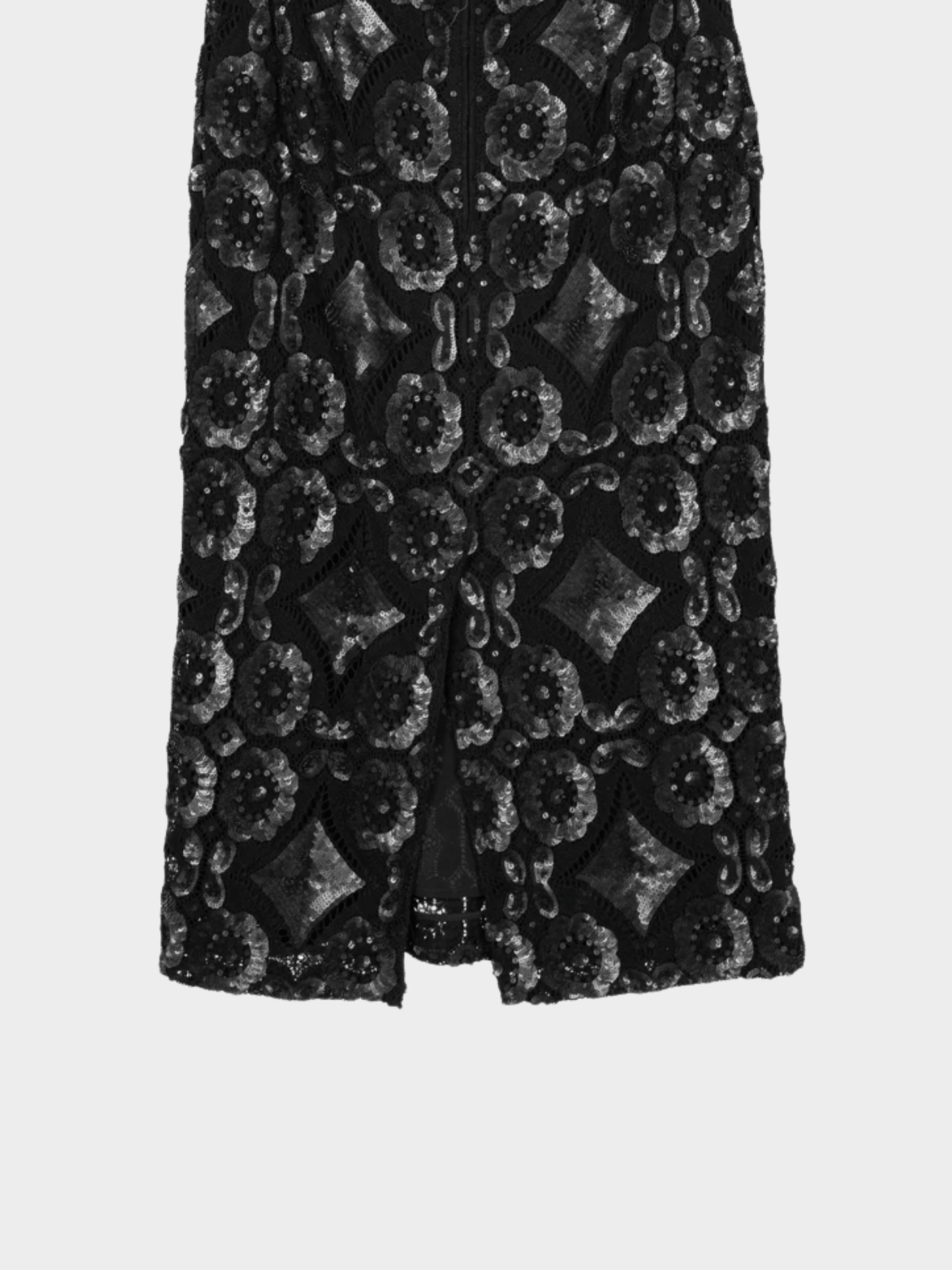 Burberry Prorsum Resort 2014 Black Sequin Detail English Lace Pencil Skirt
