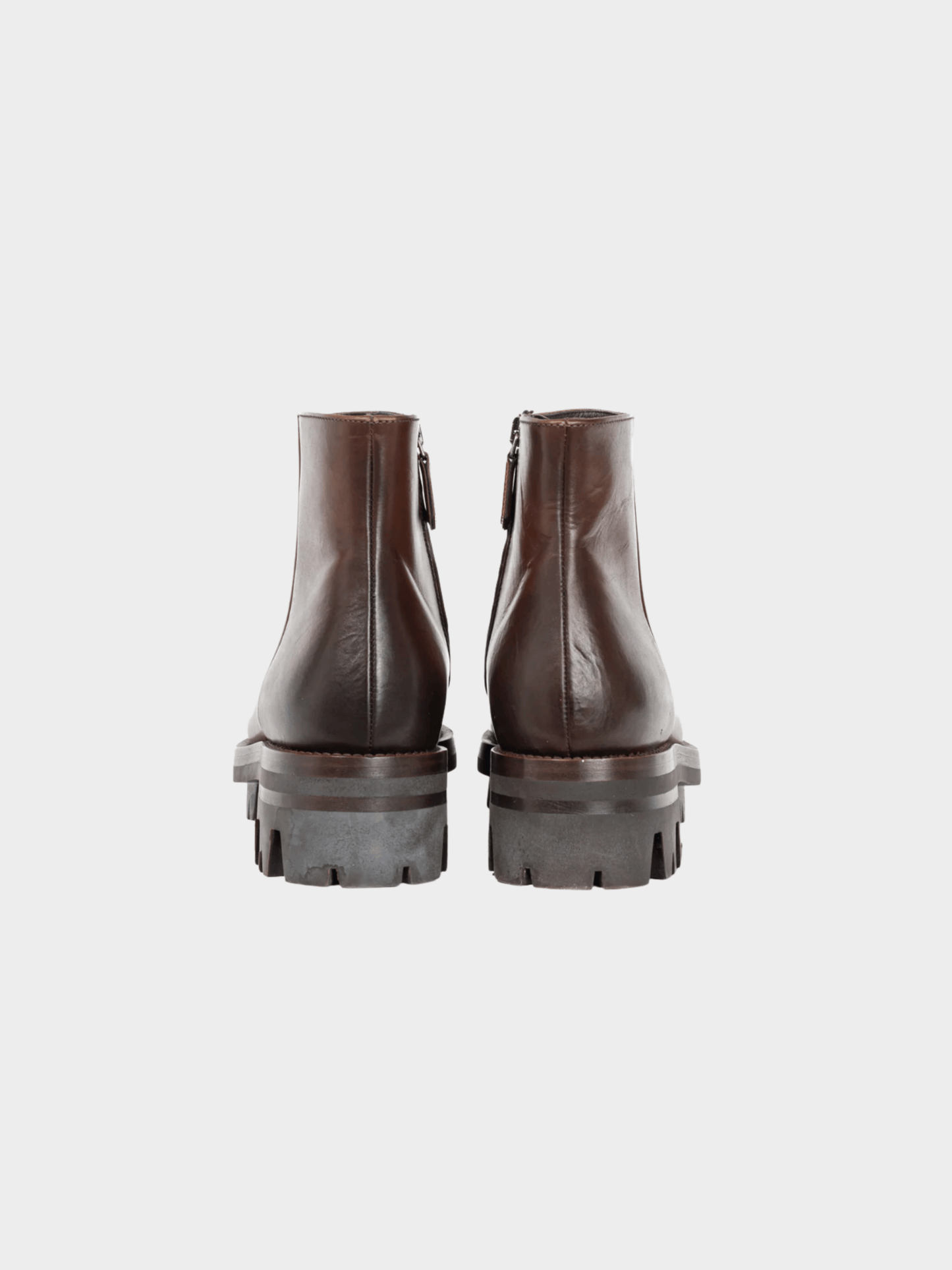Prada 2000s Brown Leather Zip Ankle Boots