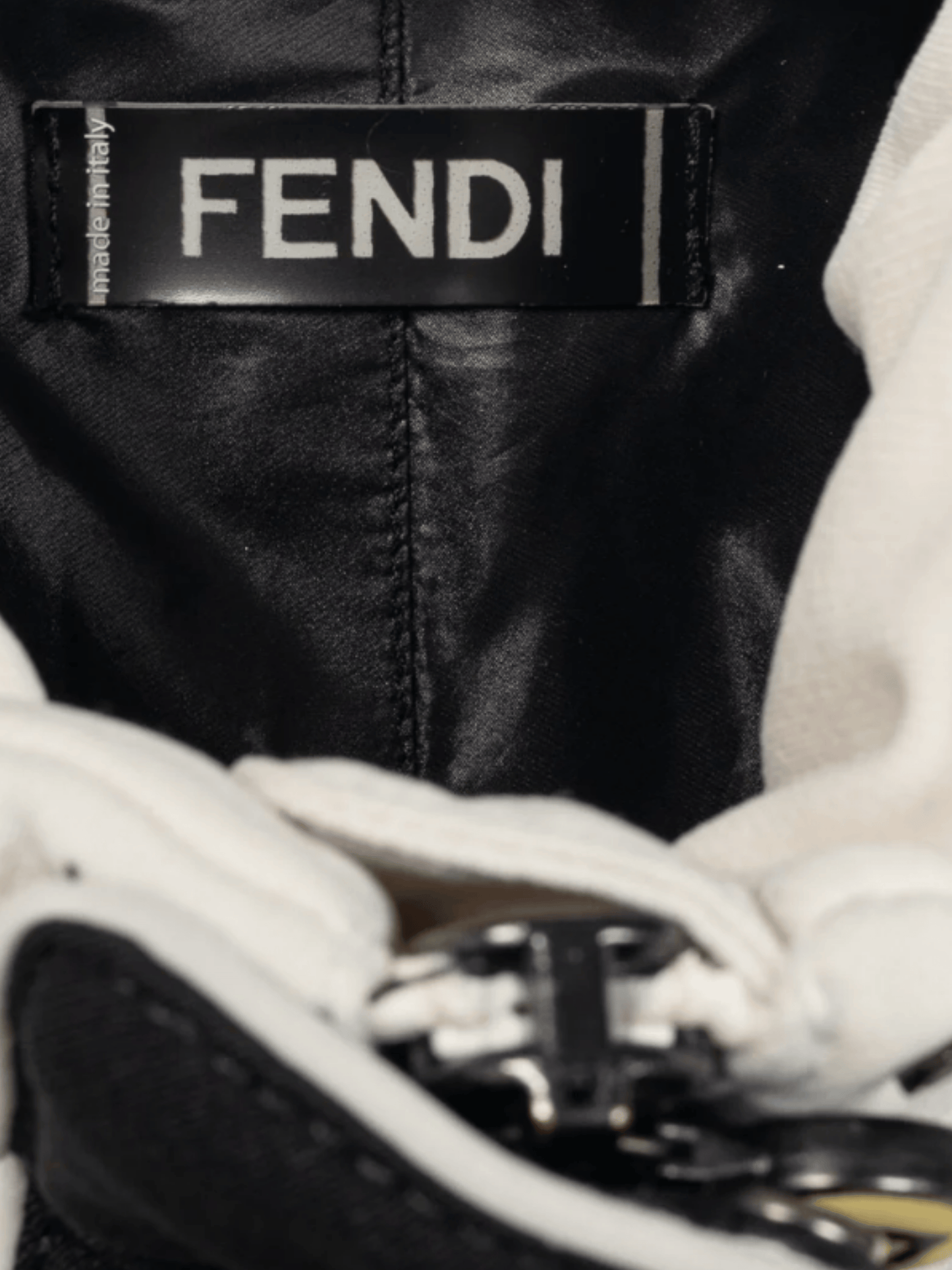 Fendi 2000s White and Black Colourblock Hidden-Hood Zip Jacket