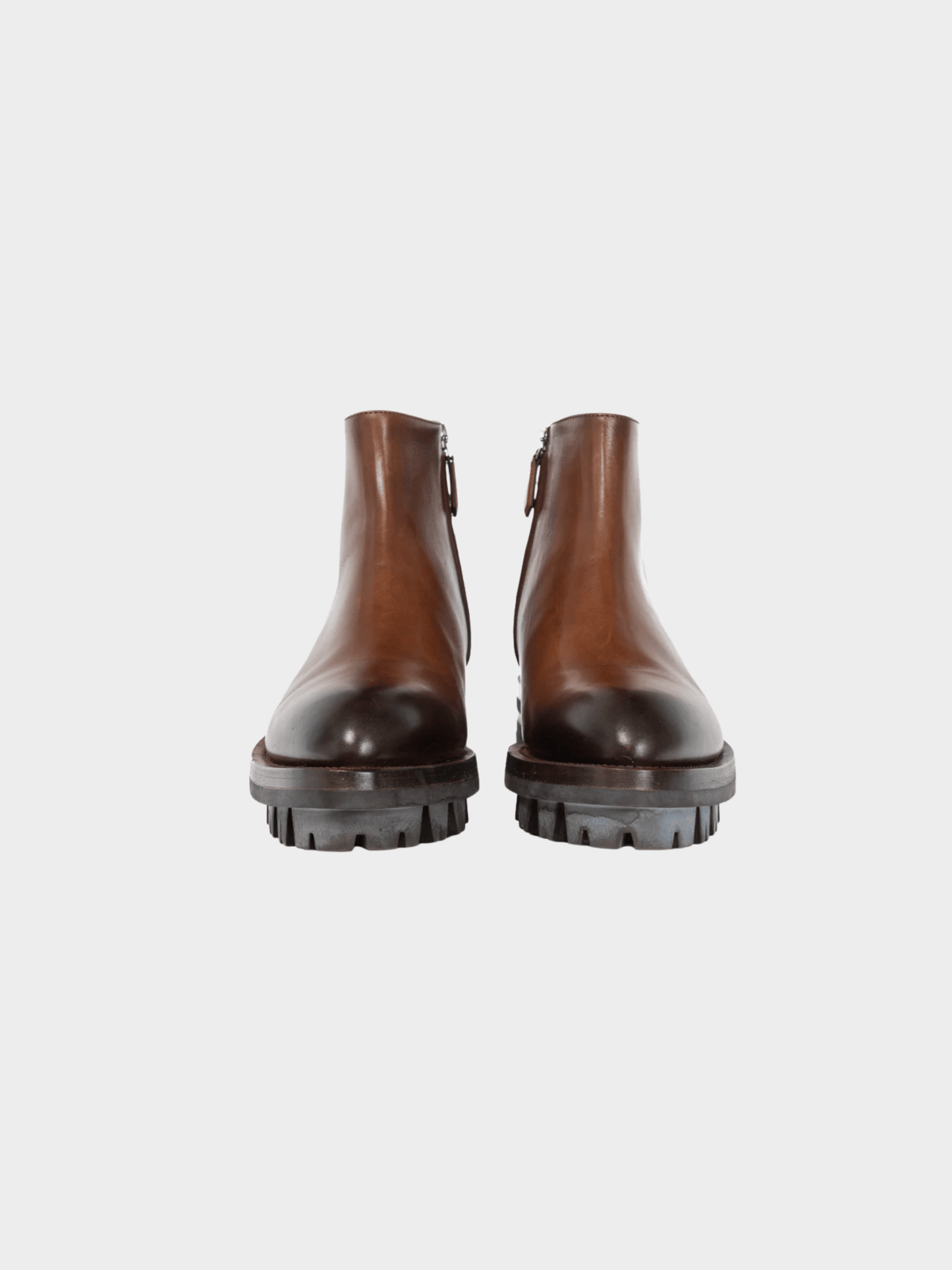 Prada 2000s Brown Leather Zip Ankle Boots