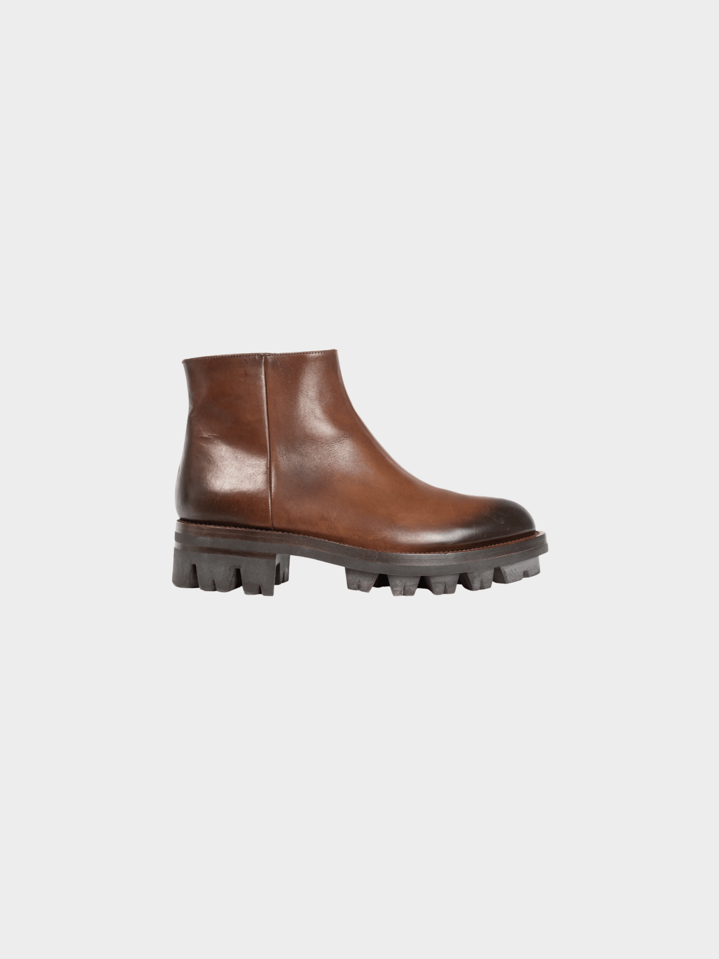 Prada 2000s Brown Leather Zip Ankle Boots