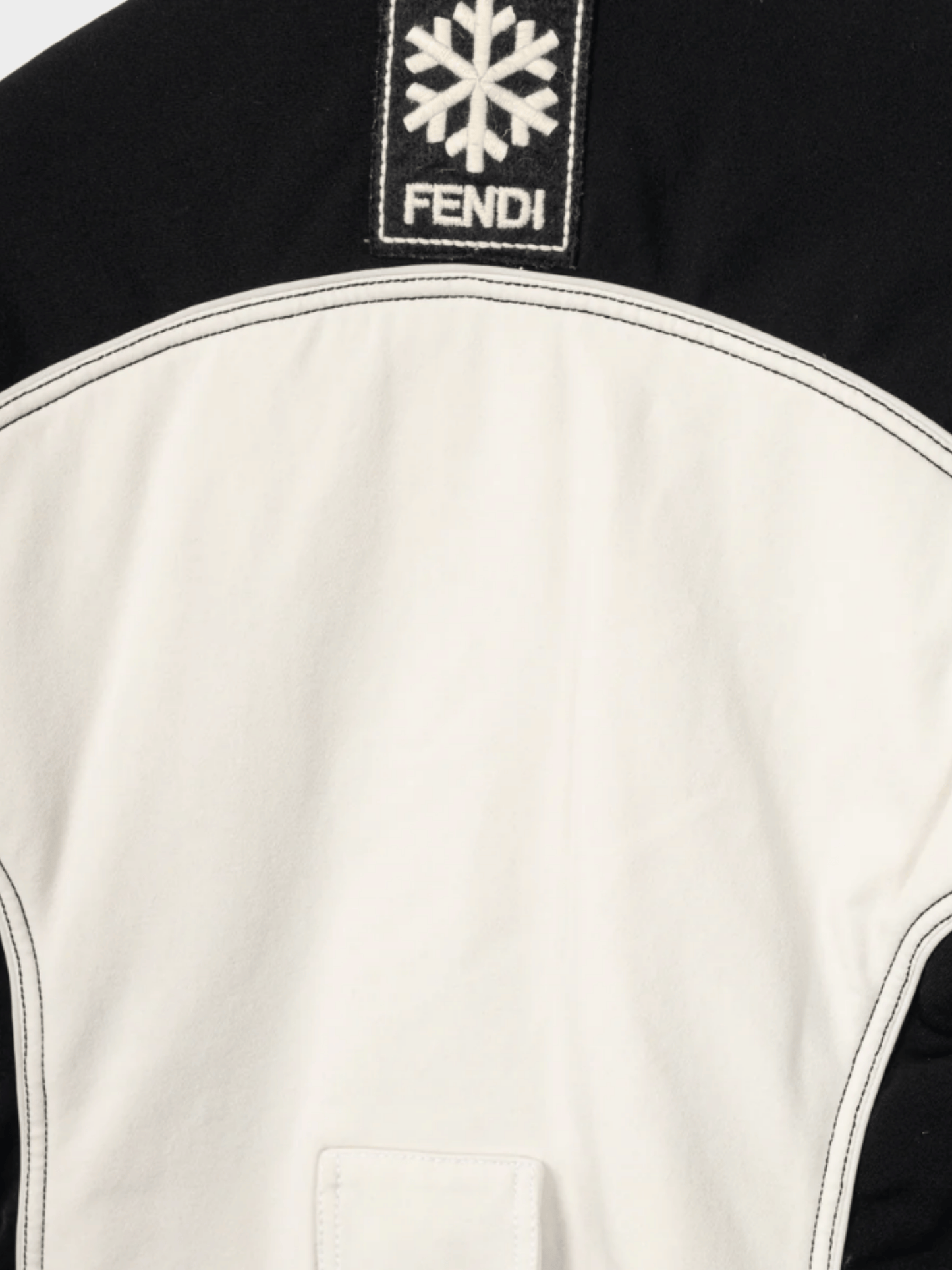 Fendi 2000s White and Black Colourblock Hidden-Hood Zip Jacket