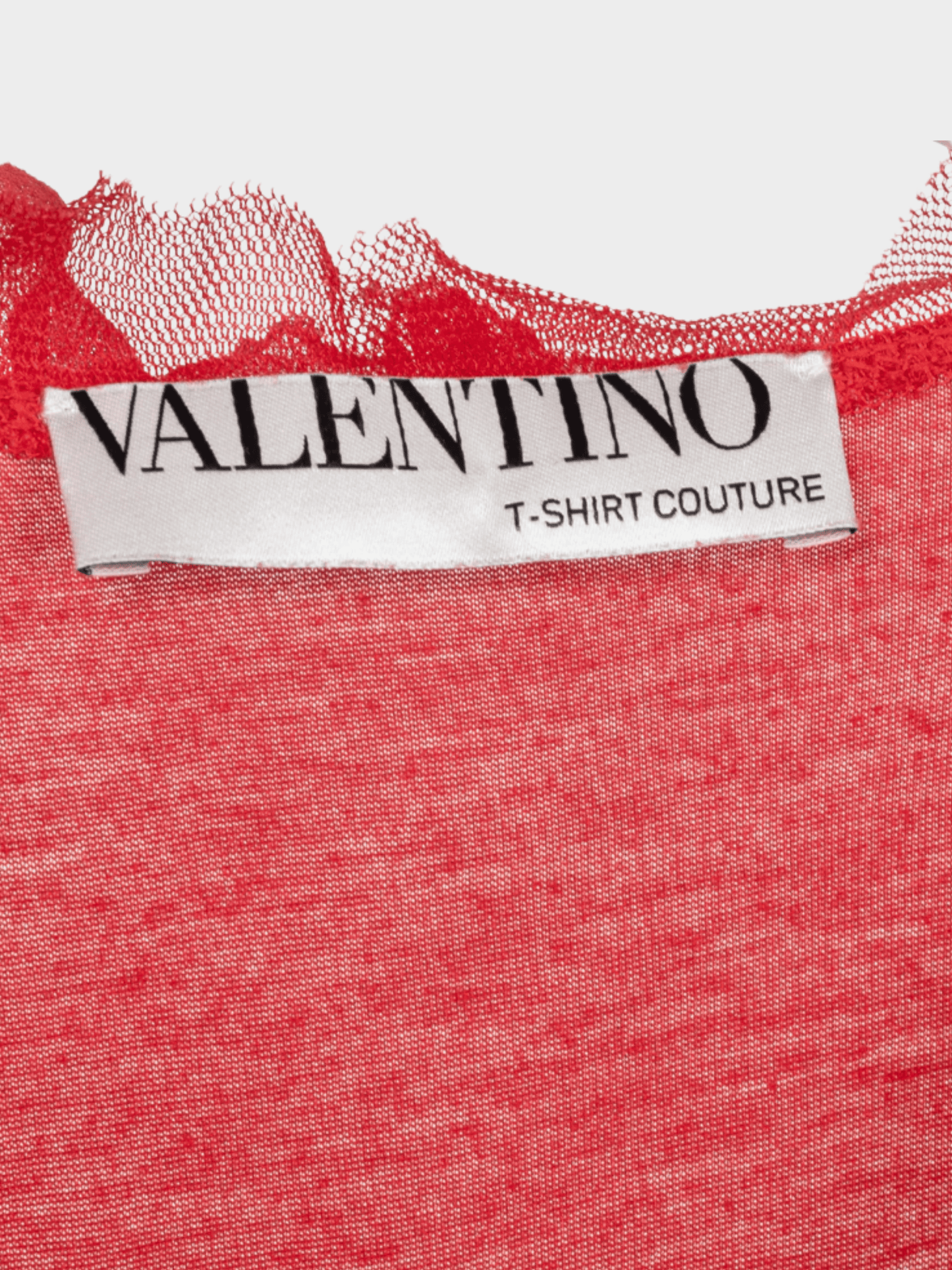 Valentino 2000s Couture Red Jersey Rosette Flutter-Sleeve T-Shirt