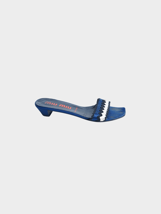 Miu Miu SS 1998 Blue Navy Wavy Mules