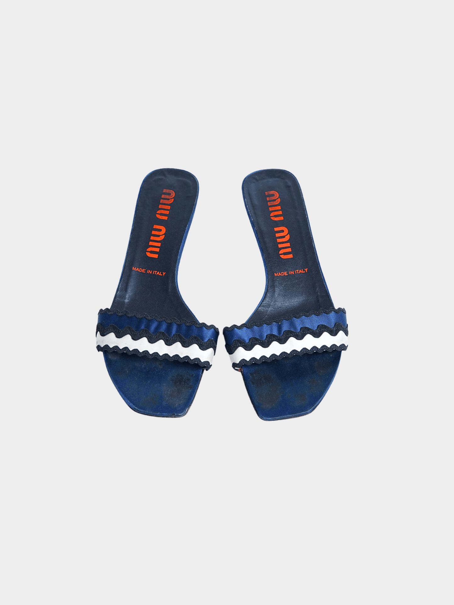 Miu Miu SS 1998 Blue Navy Wavy Mules