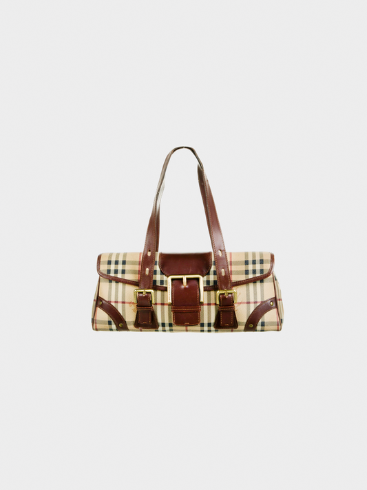 Burberry 2000s Haymarket Check Buckle-Flap Handbag