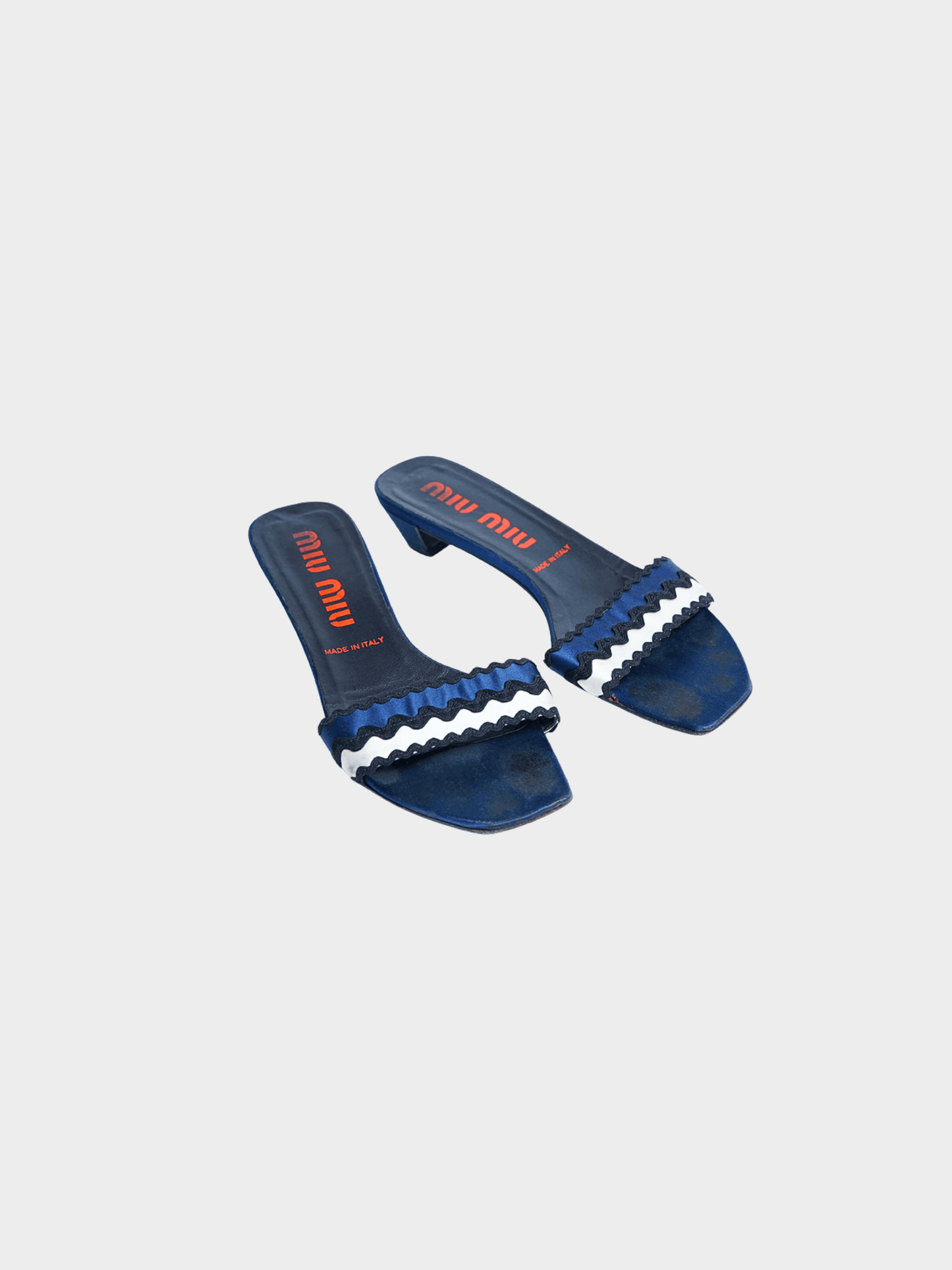 Miu Miu SS 1998 Blue Navy Wavy Mules