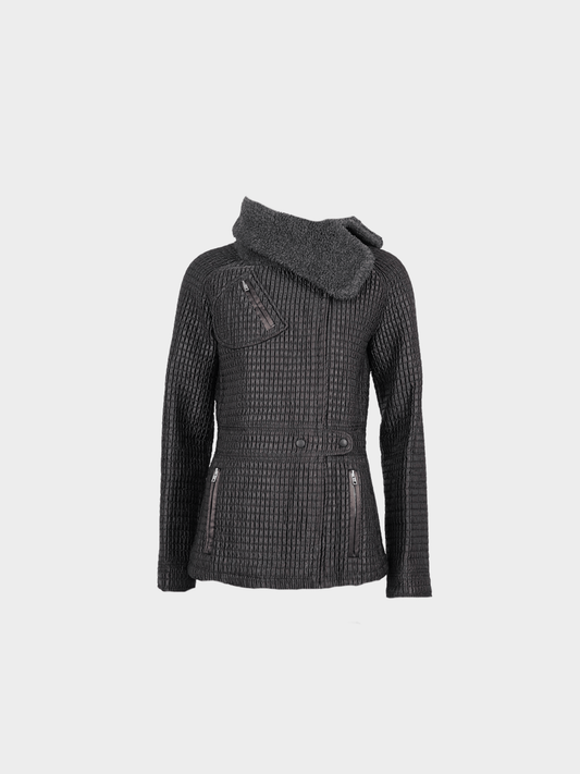 Miu Miu FW 2002 Runway Grey Plaid Zip Up Jacket