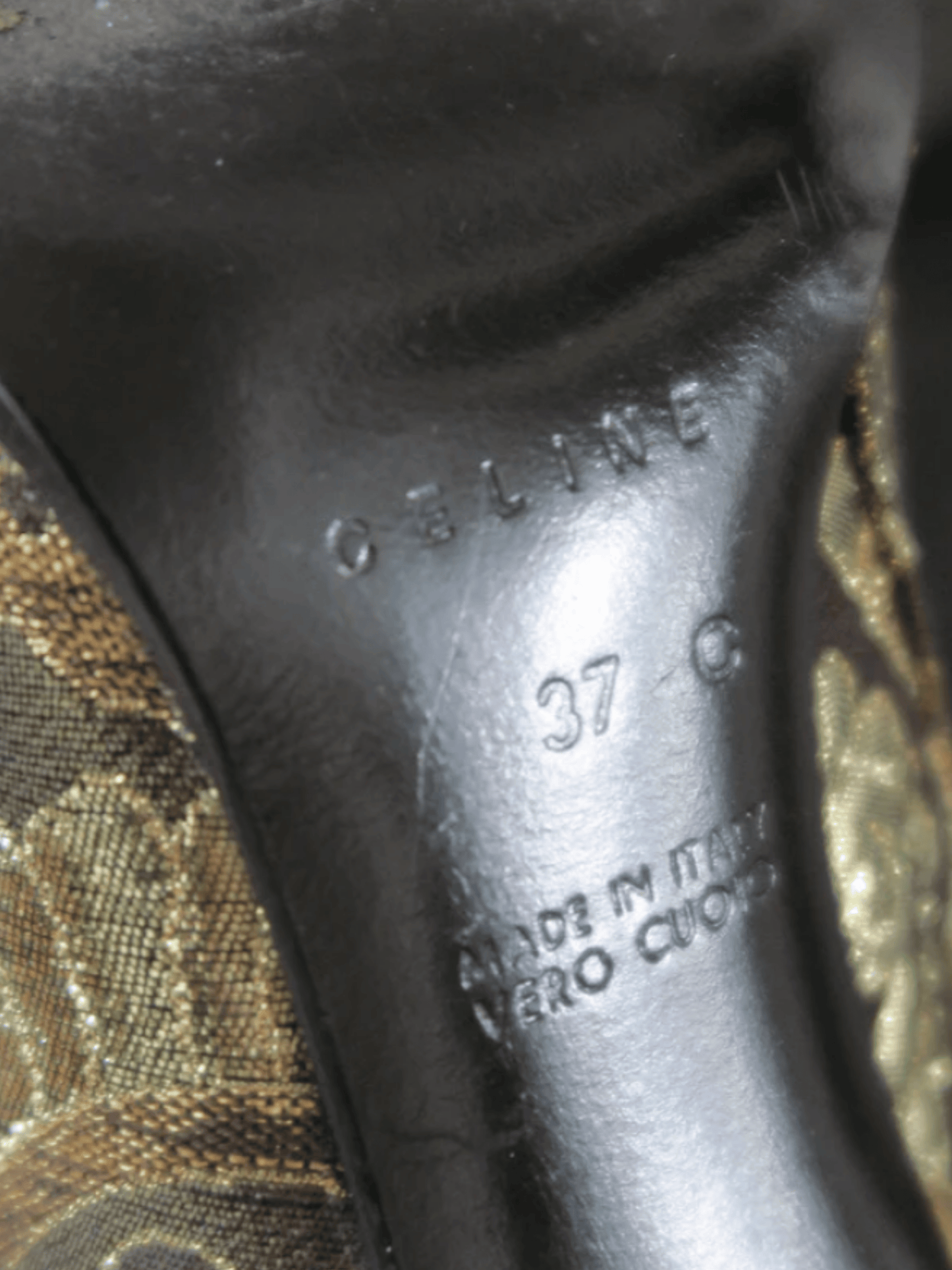 Celine 2000s Gold Jacquard Boots