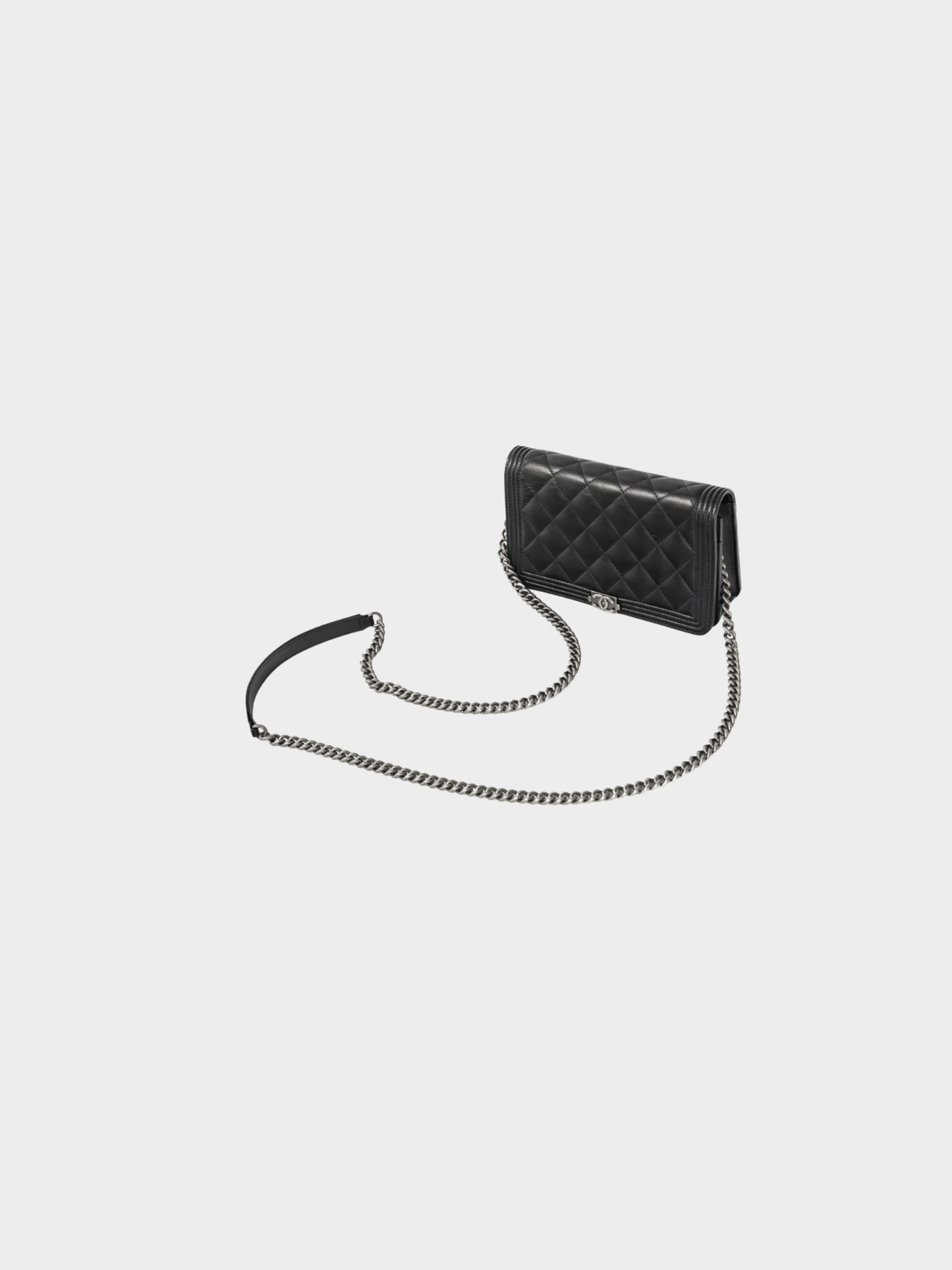 Chanel 2021 Boy Black Quilted Lambskin SHW Wallet-on-Chain