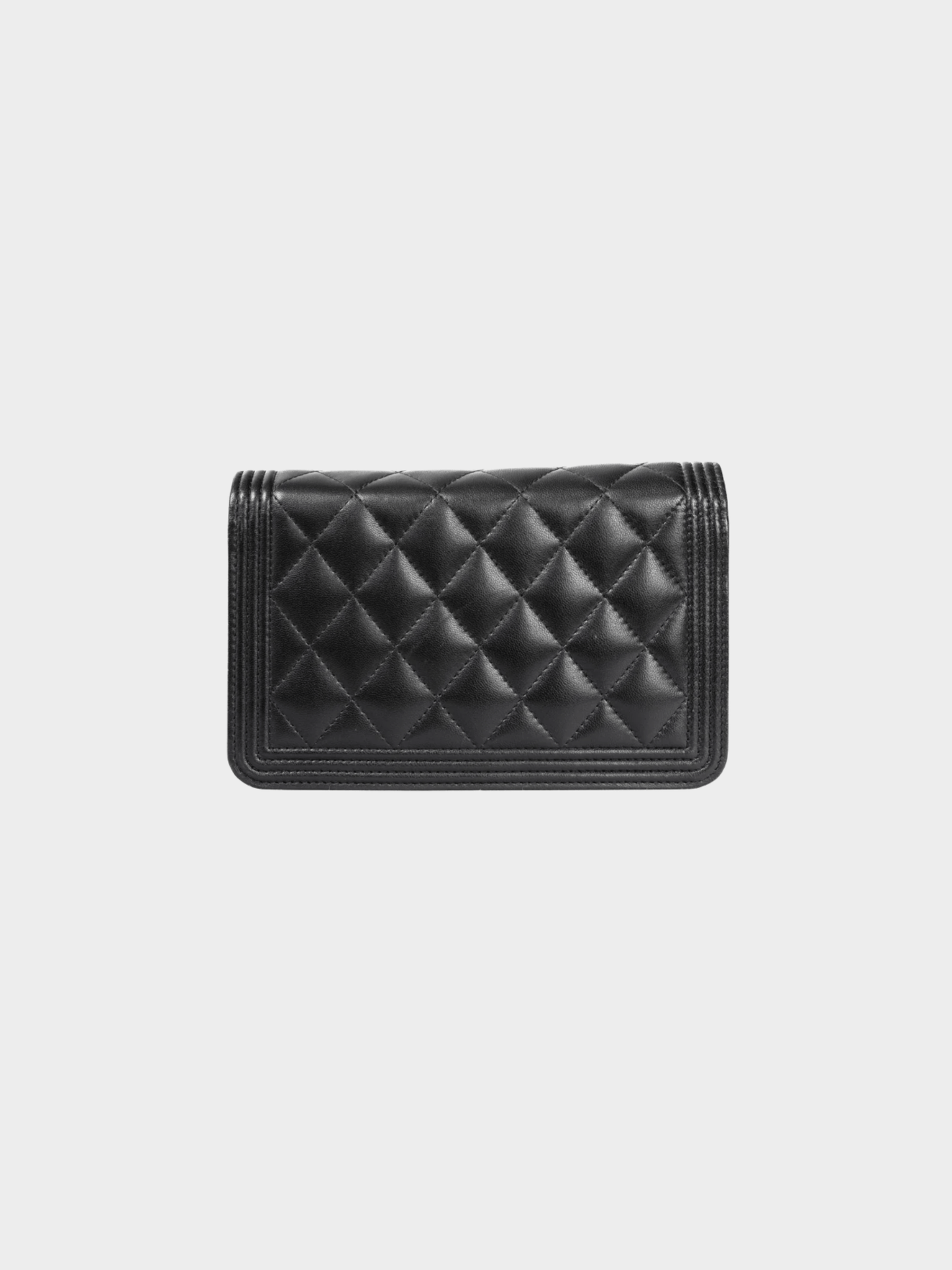 Chanel 2021 Boy Black Quilted Lambskin SHW Wallet-on-Chain