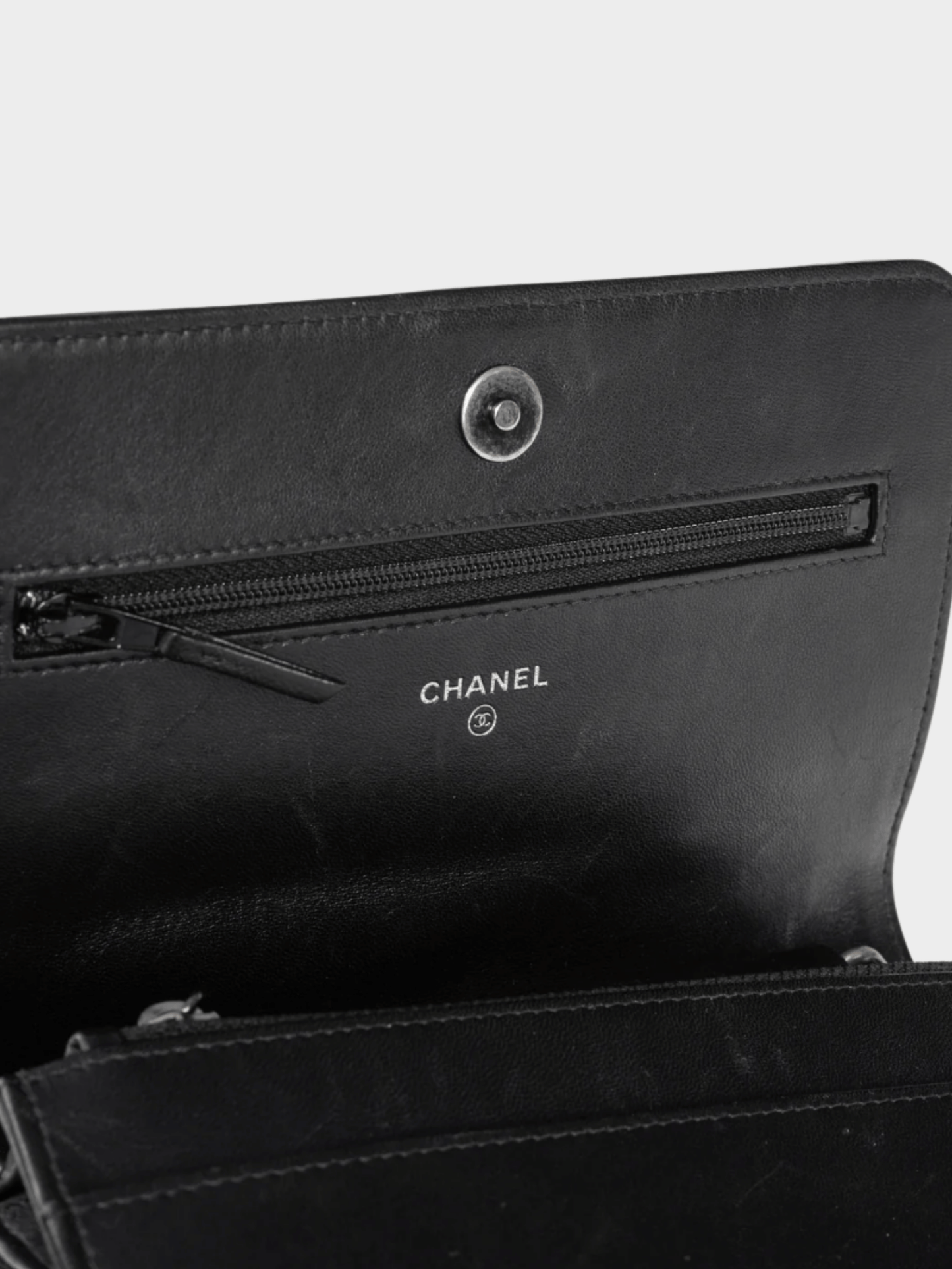 Chanel 2021 Boy Black Quilted Lambskin SHW Wallet-on-Chain