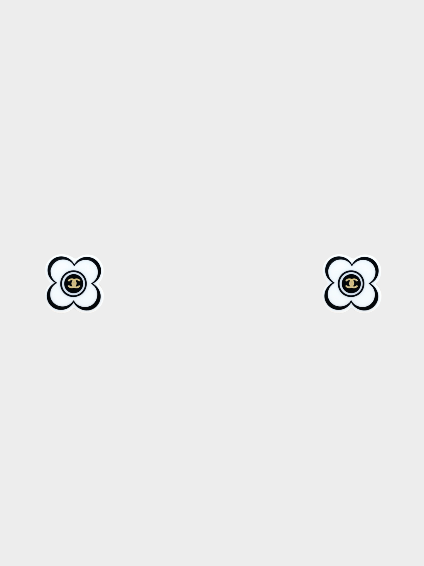 Chanel 2002 Black and White Flower Earrings
