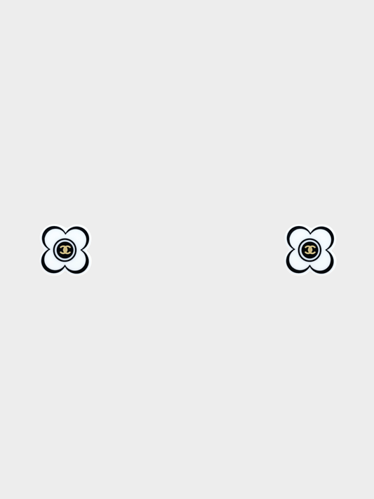 Chanel 2002 Black and White Flower Earrings