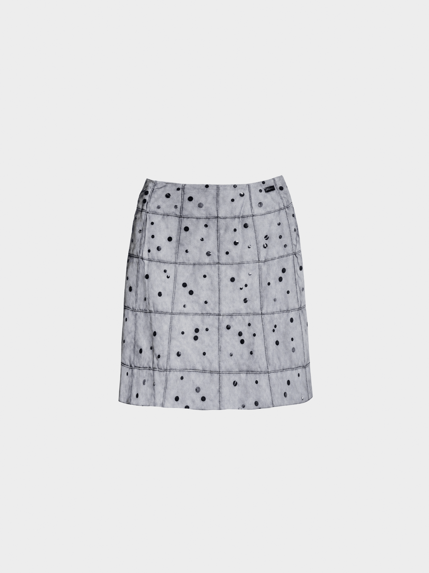 Chanel 2000 Grey Quilt Polka Dot Skirt
