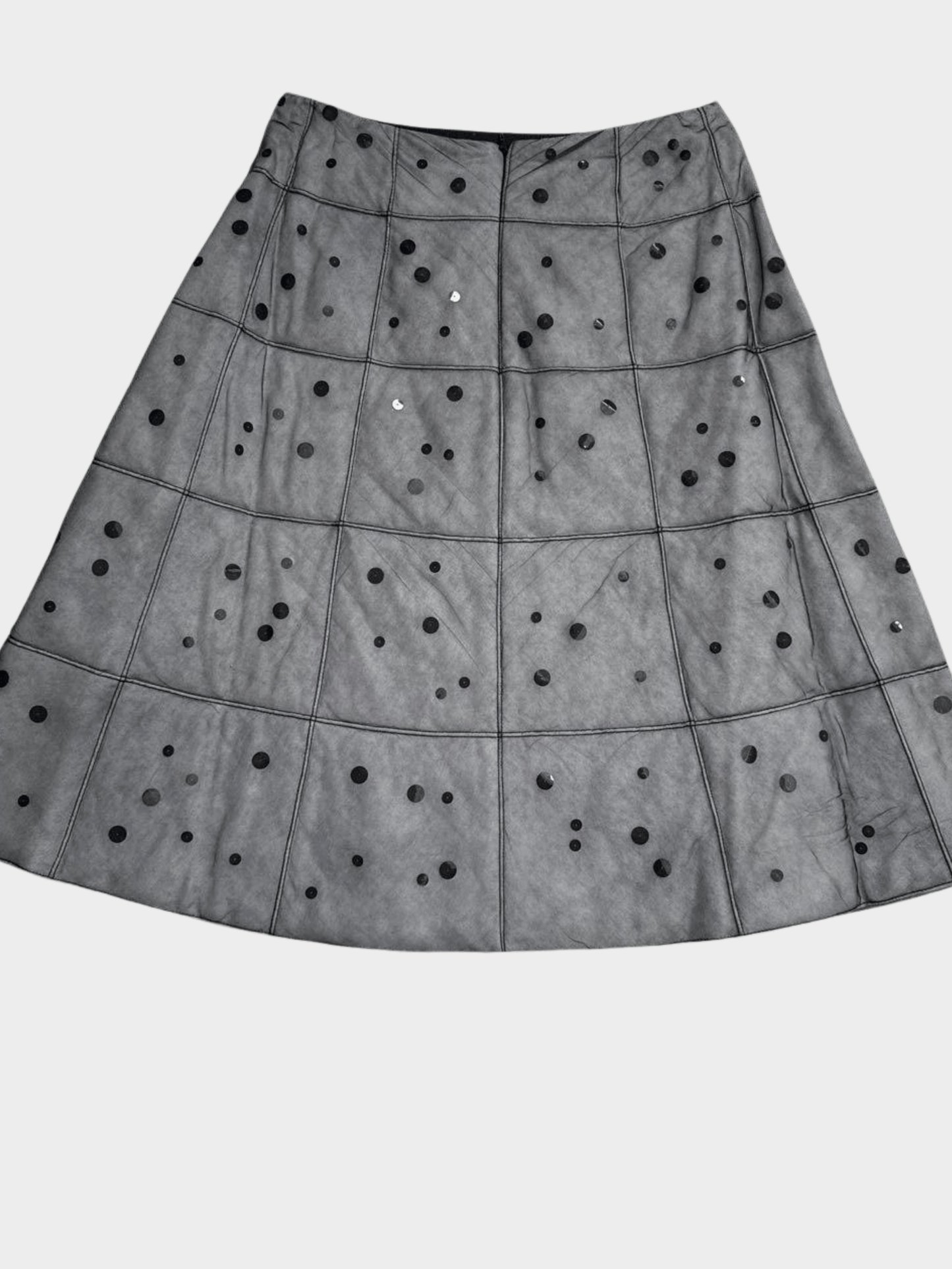 Chanel 2000 Grey Quilt Polka Dot Skirt