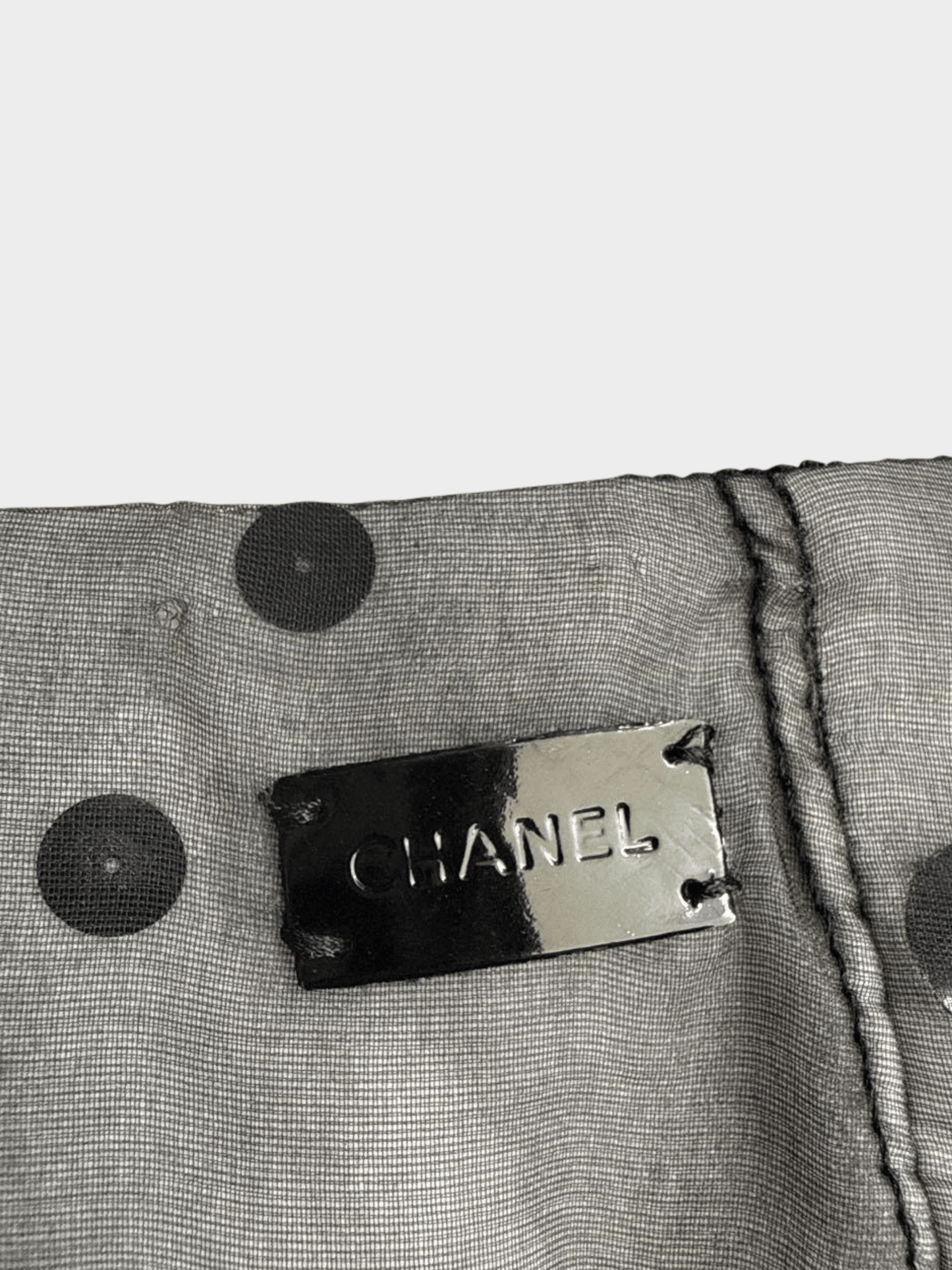 Chanel 2000 Grey Quilt Polka Dot Skirt