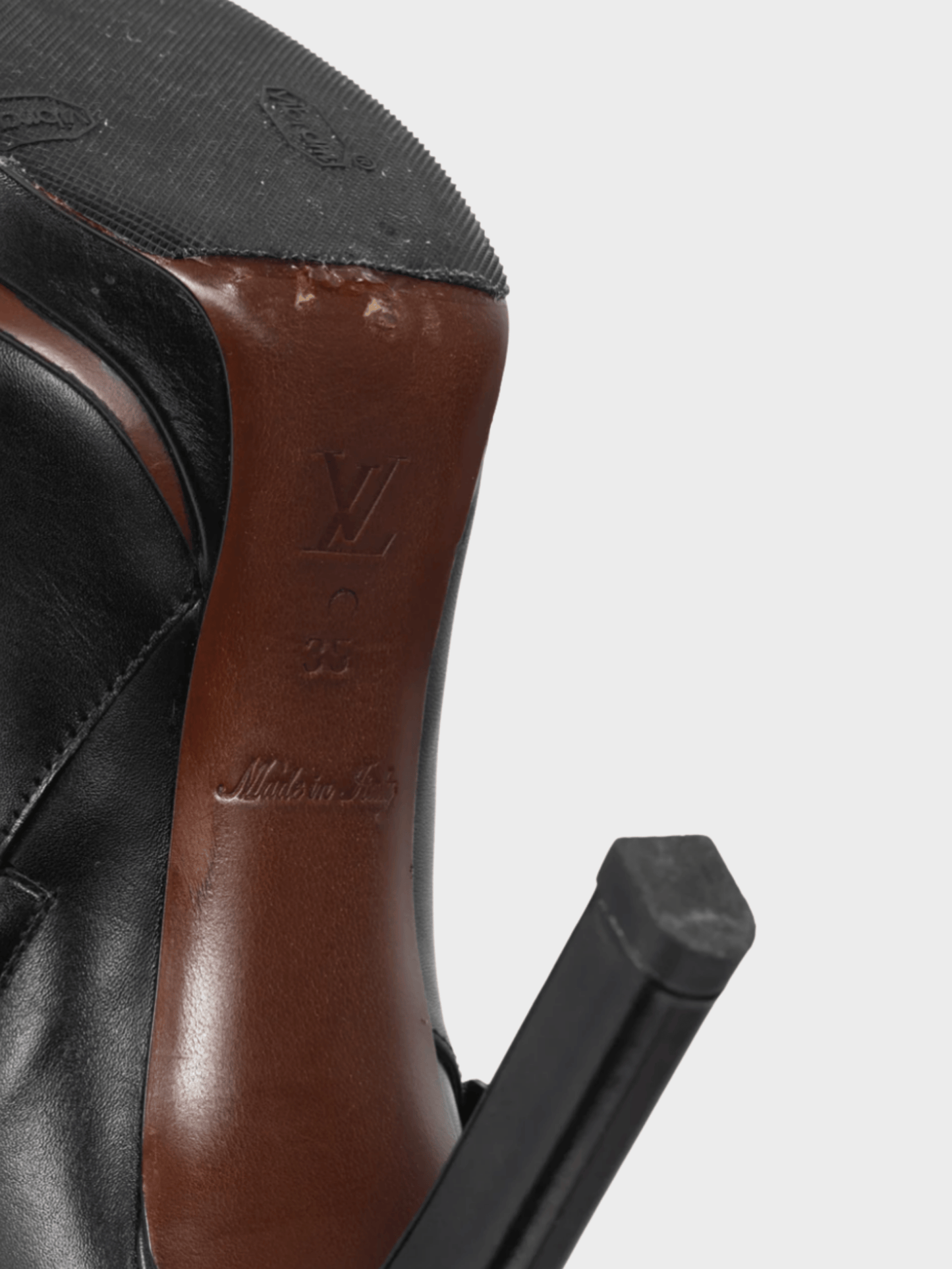 Louis Vuitton 2015 Black Leather Belted Booties