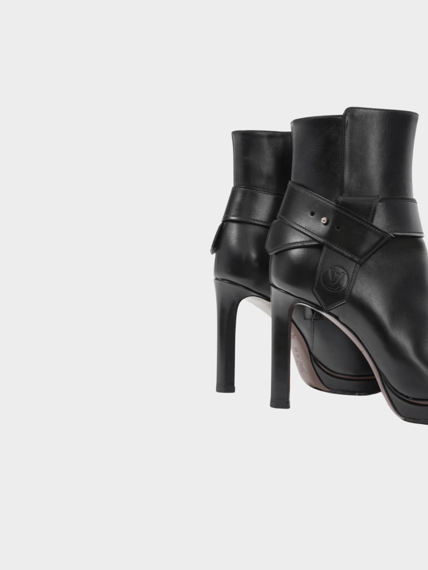 Louis Vuitton 2015 Black Leather Belted Booties