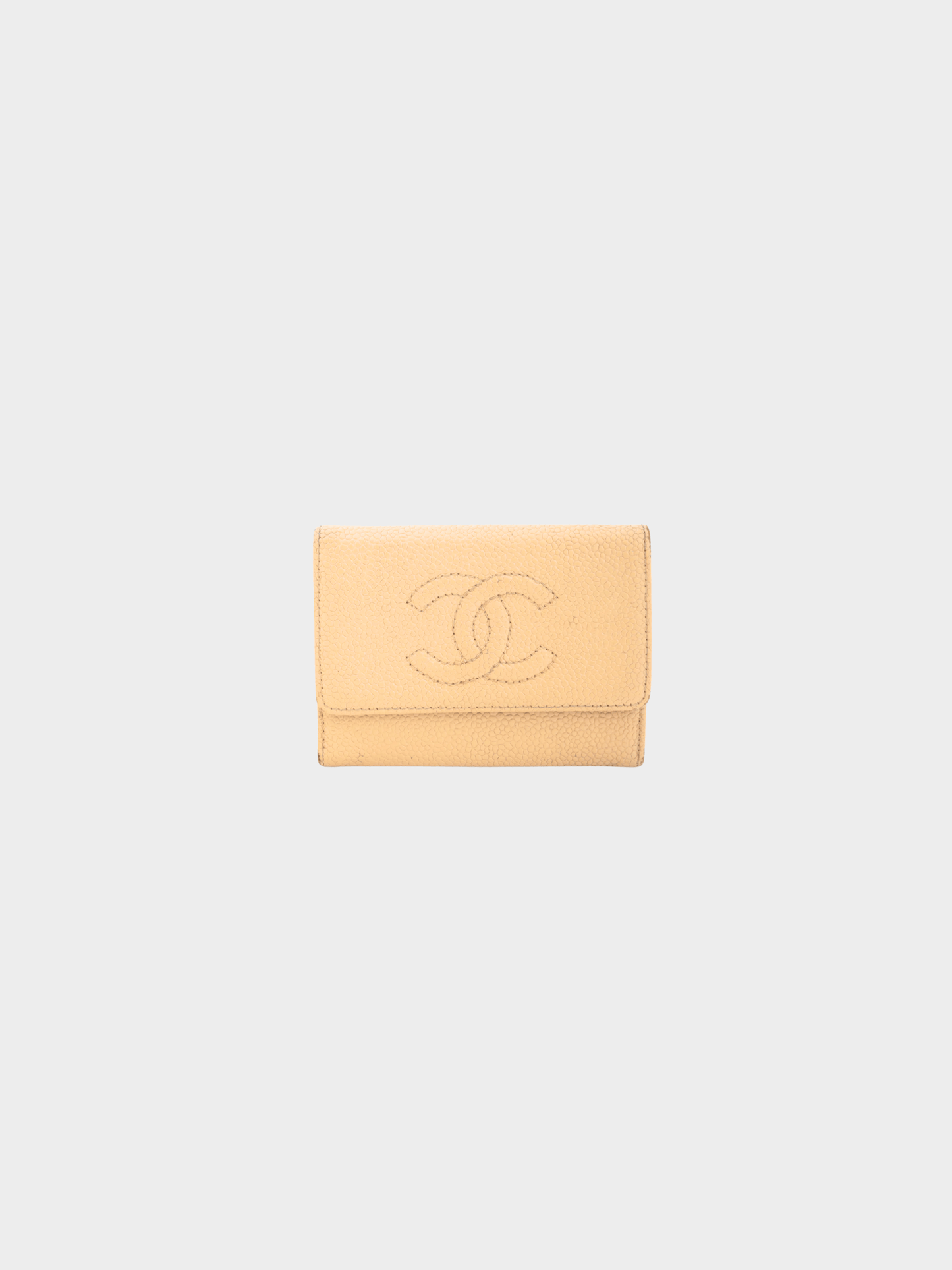 Chanel 2000s Tan Caviar Leather CC Card Holder