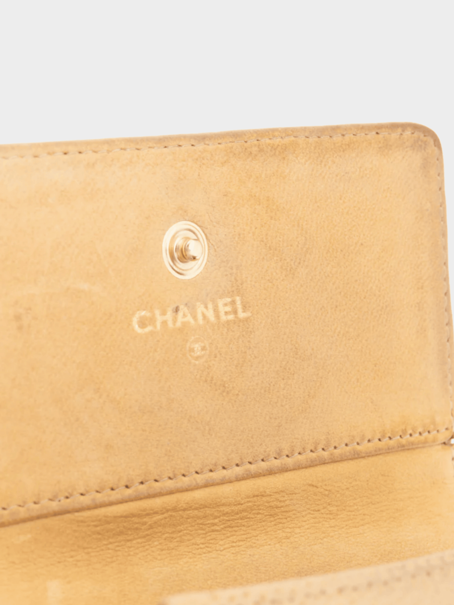 Chanel 2000s Tan Caviar Leather CC Card Holder