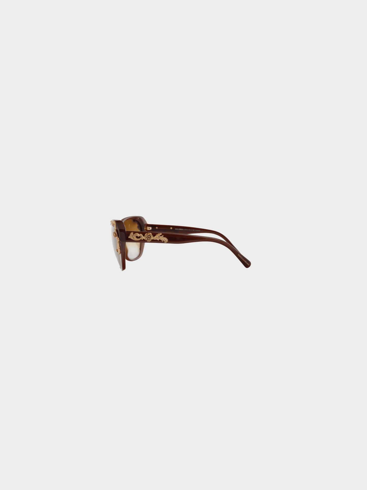 Dolce and Gabbana 2000s Sicilian Baroque Brown Cat-Eye Sunglasses