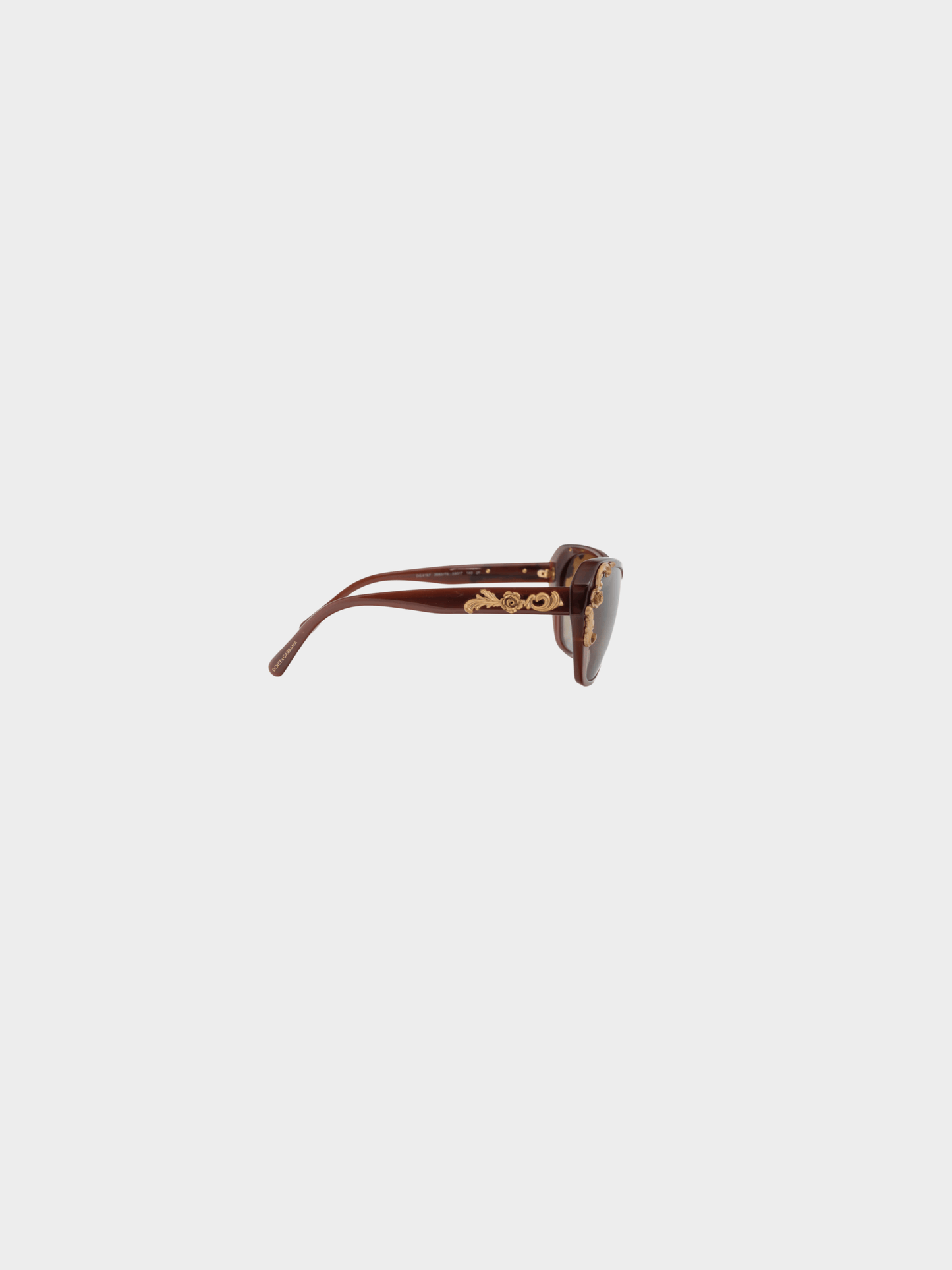 Dolce and Gabbana 2000s Sicilian Baroque Brown Cat-Eye Sunglasses