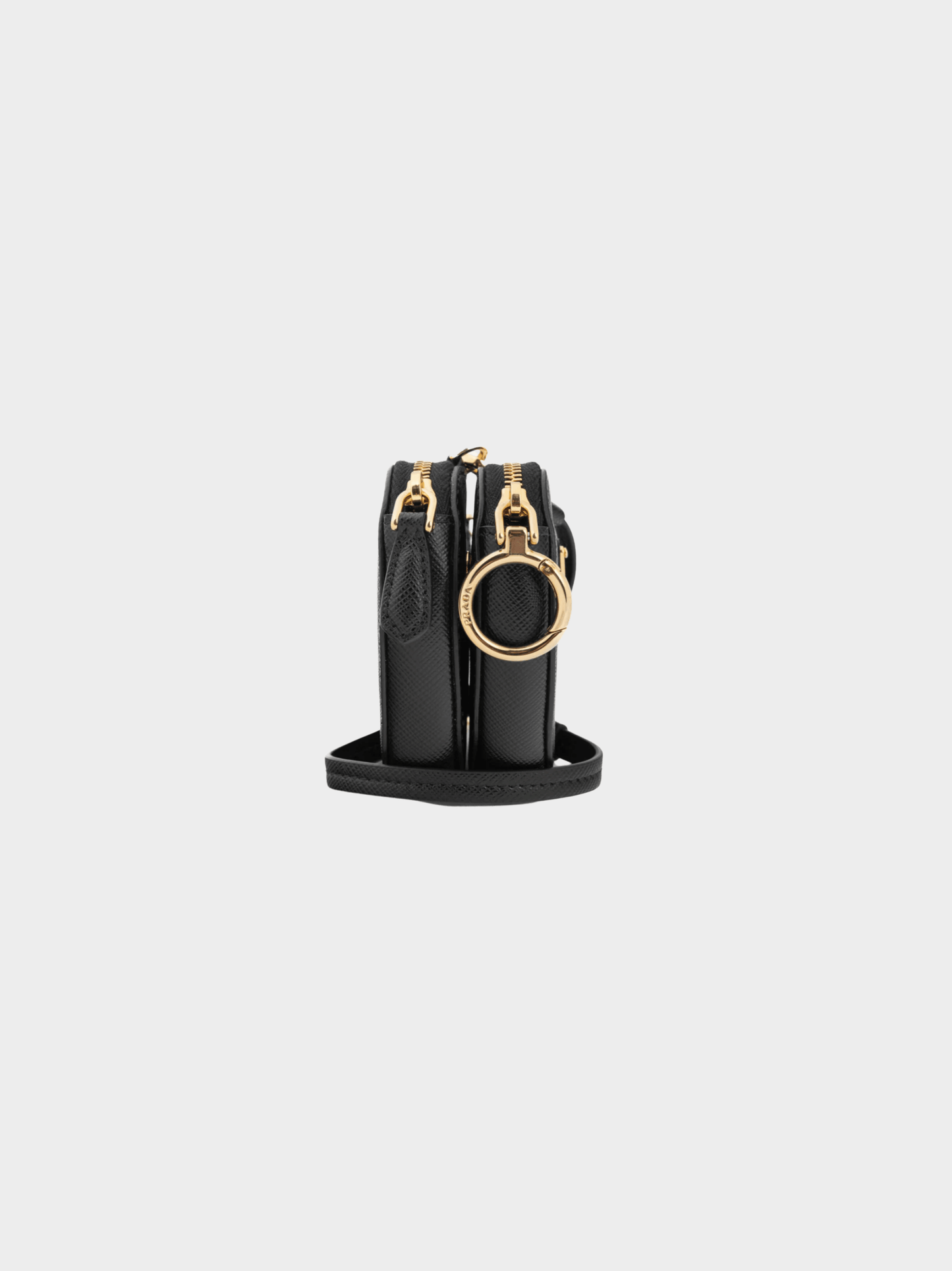 Prada 2022 Nero Saffiano Leather Mini Heart Pouch