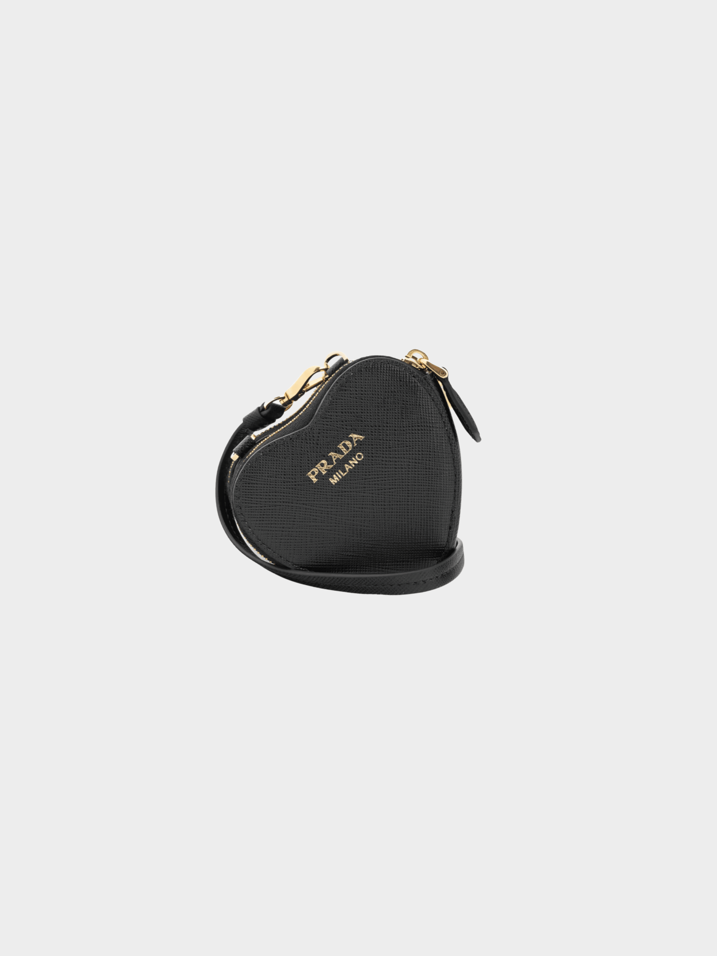 Prada 2022 Nero Saffiano Leather Mini Heart Pouch